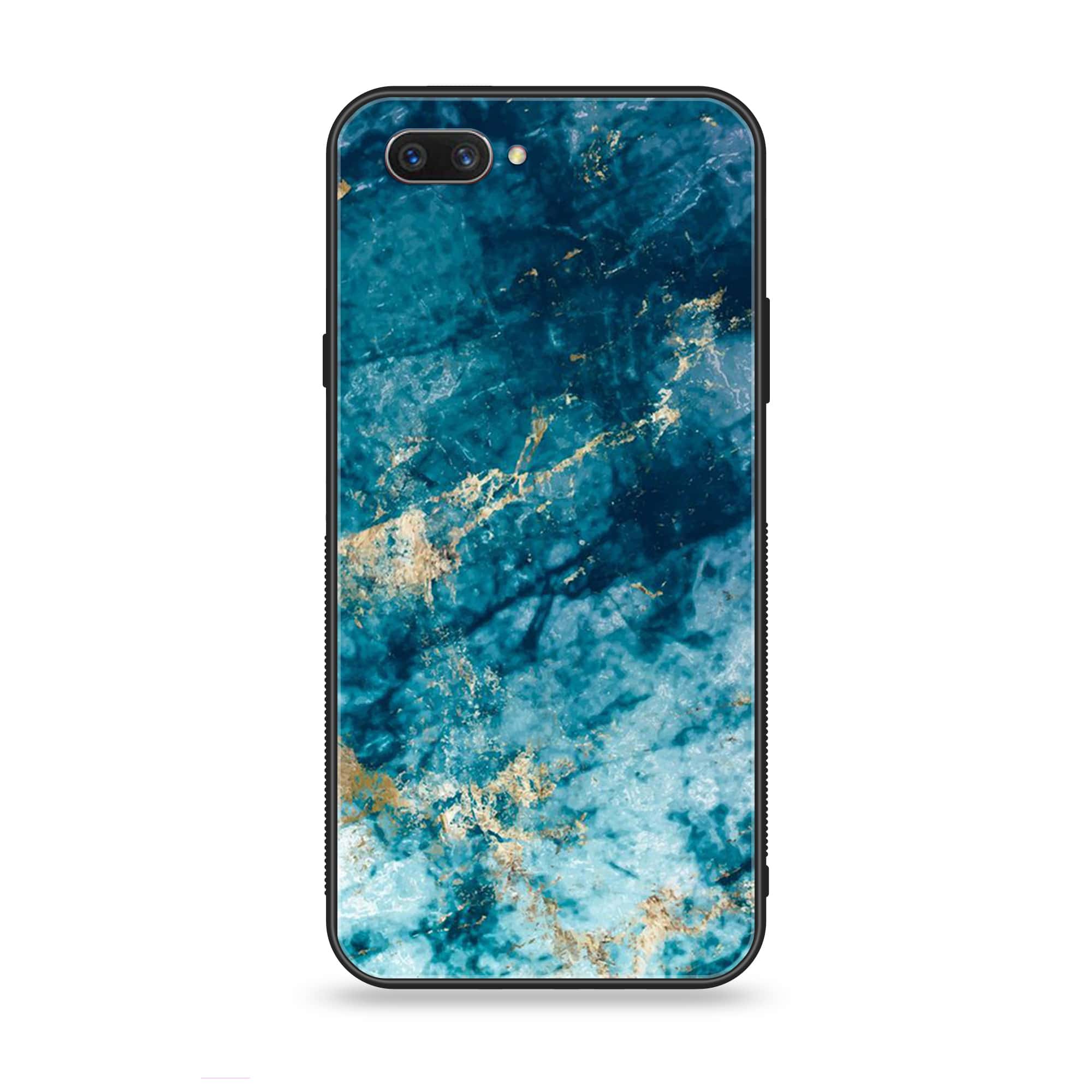 Oppo A3s - Blue Marble Series - Premium Printed Glass soft Bumper shock Proof Case