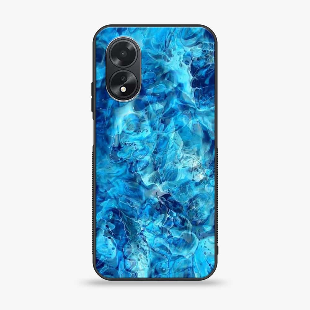 Oppo A18 4G - Blue Marble Series - Premium Printed Glass soft Bumper shock Proof Case