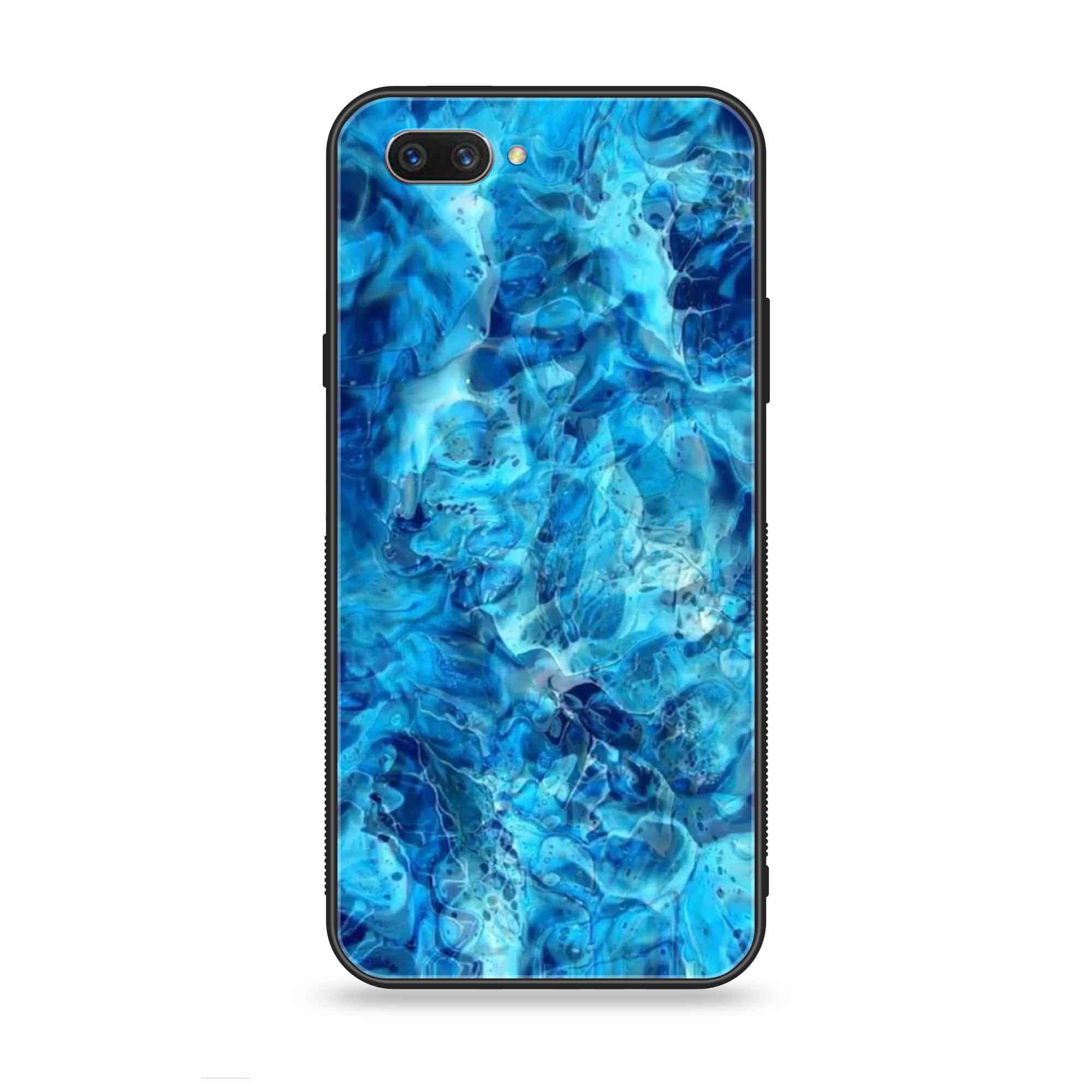 Oppo A3s - Blue Marble Series - Premium Printed Glass soft Bumper shock Proof Case