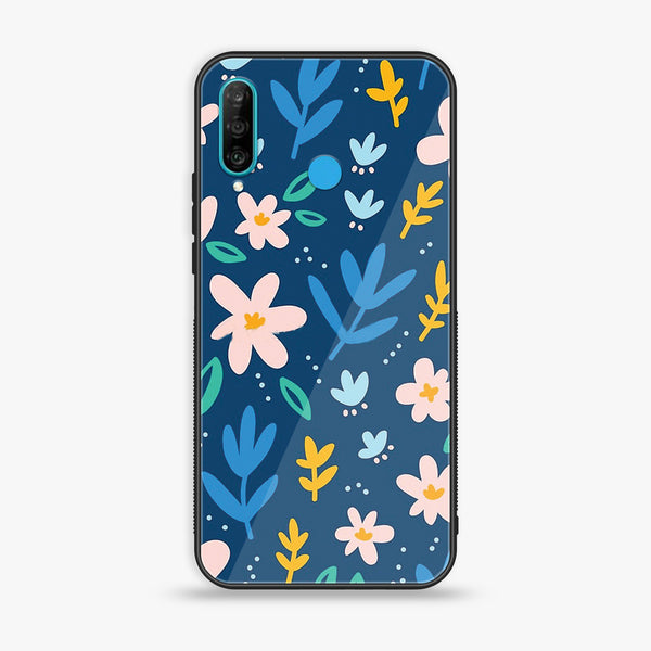 Huawei P30 lite- Colorful Flowers - Premium Printed Glass soft Bumper Shock Proof Case