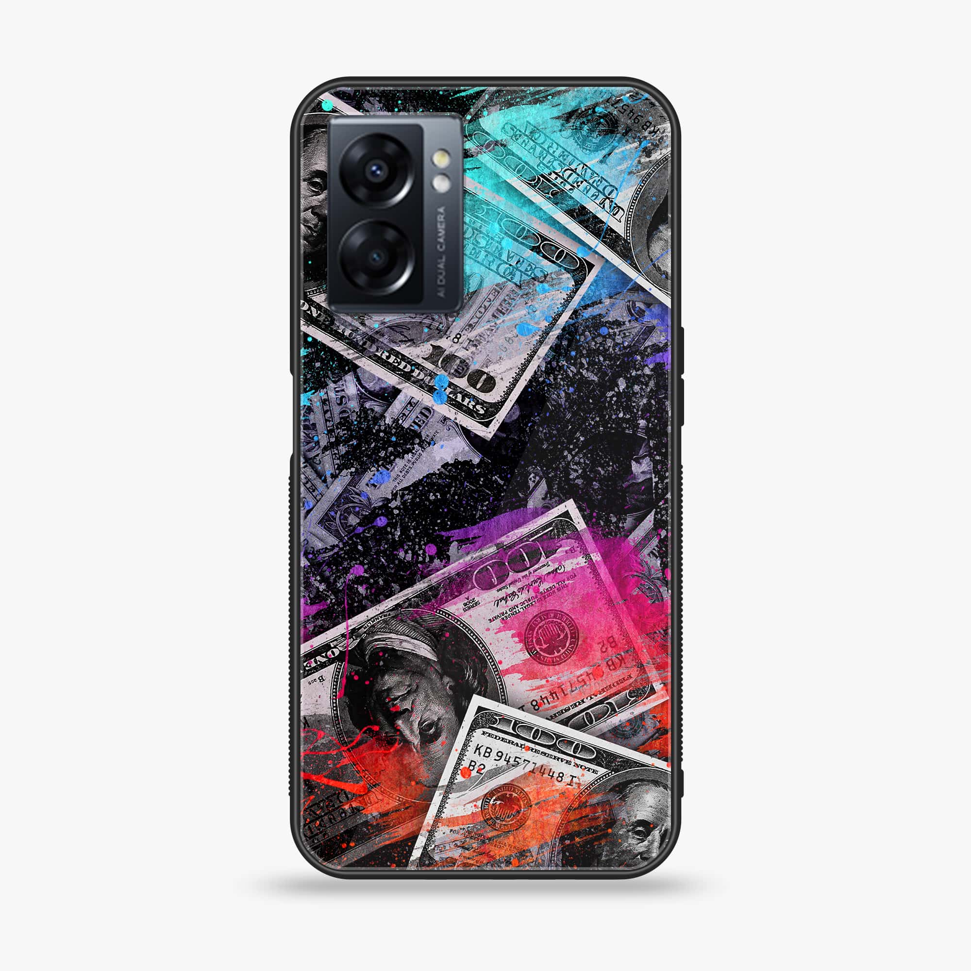 Oppo A77s - Dollar Series - Premium Printed Glass soft Bumper shock Proof Case