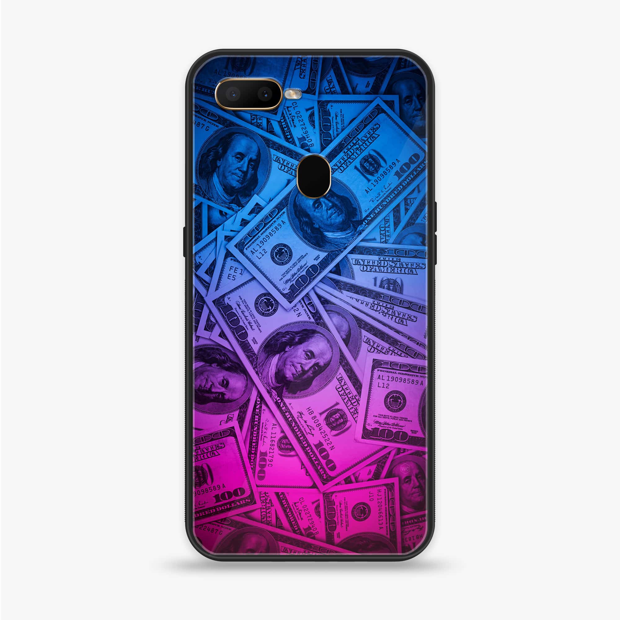OPPO A5s - Dollar Series - Premium Printed Glass soft Bumper shock Proof Case