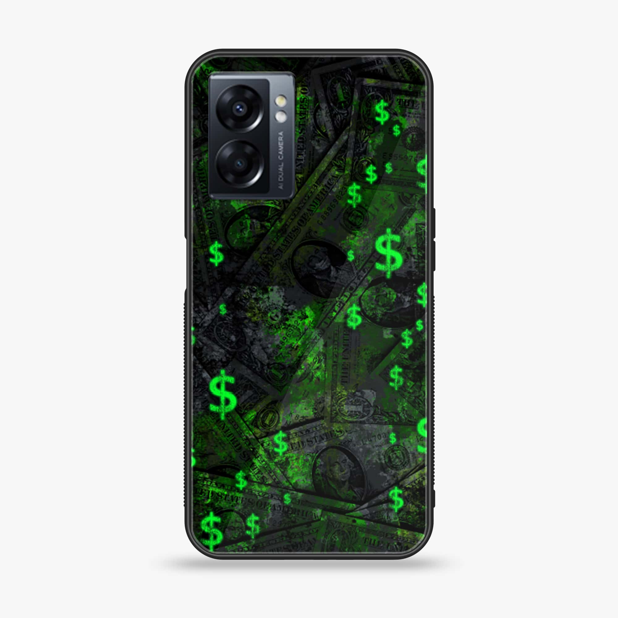 Oppo A77s - Dollar Series - Premium Printed Glass soft Bumper shock Proof Case