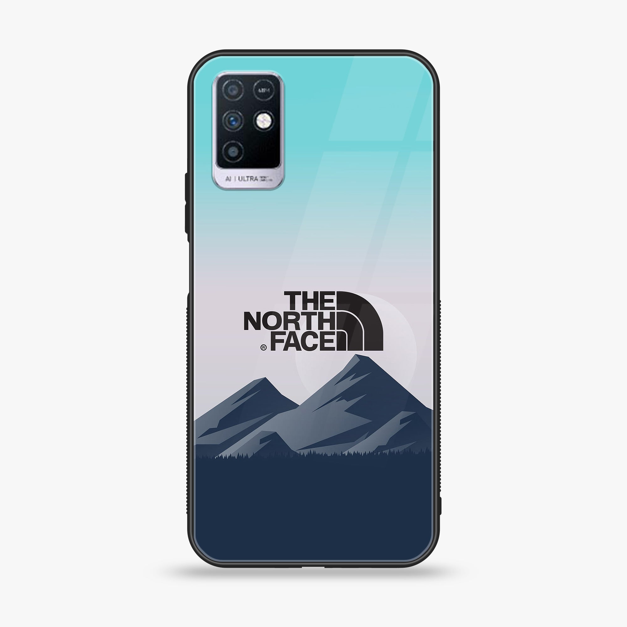 Infinix Note 10 The North Face Series Premium Printed Glass soft Bumper shock Proof Case
