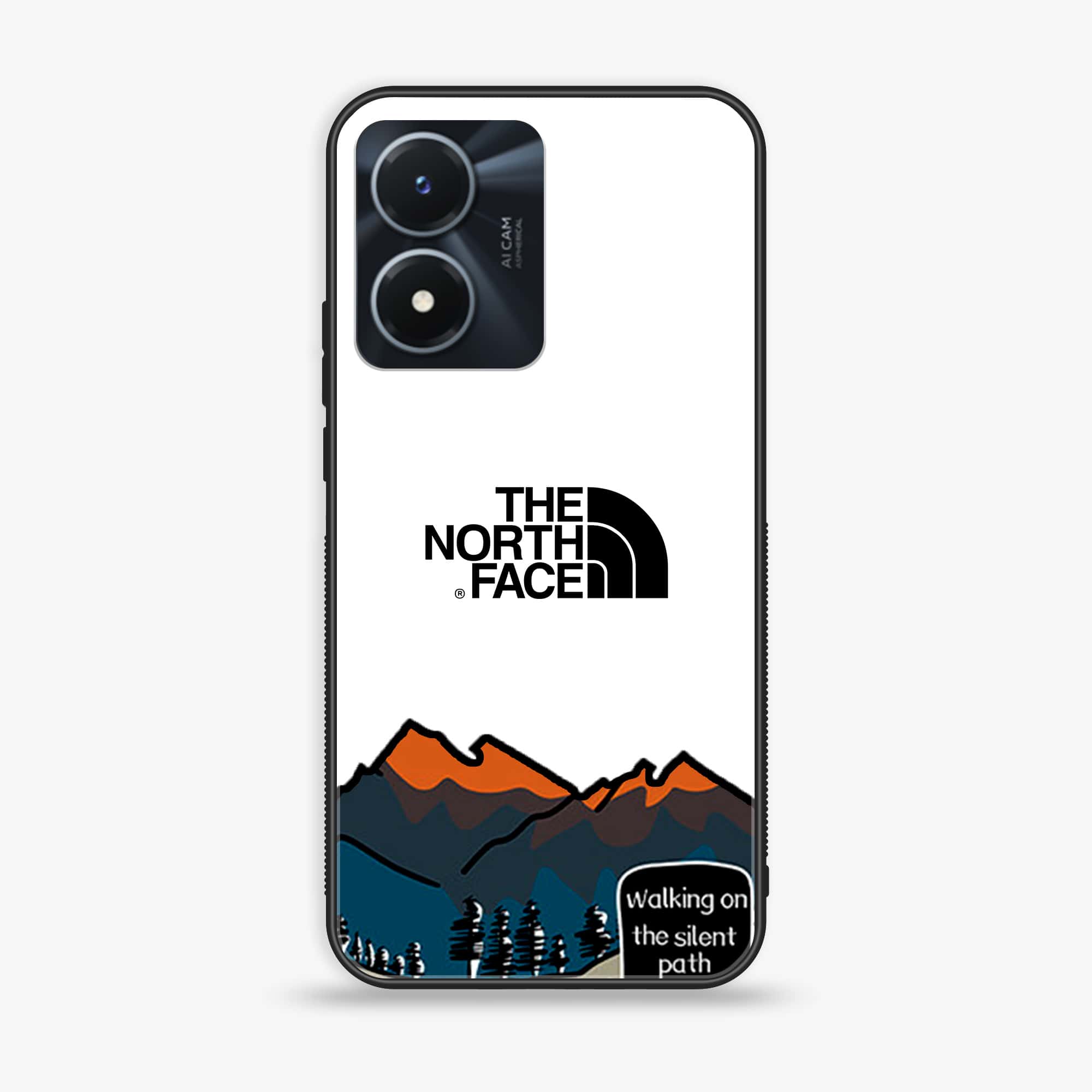 Vivo Y02s - The North Face Series - Premium Printed Glass soft Bumper shock Proof Case