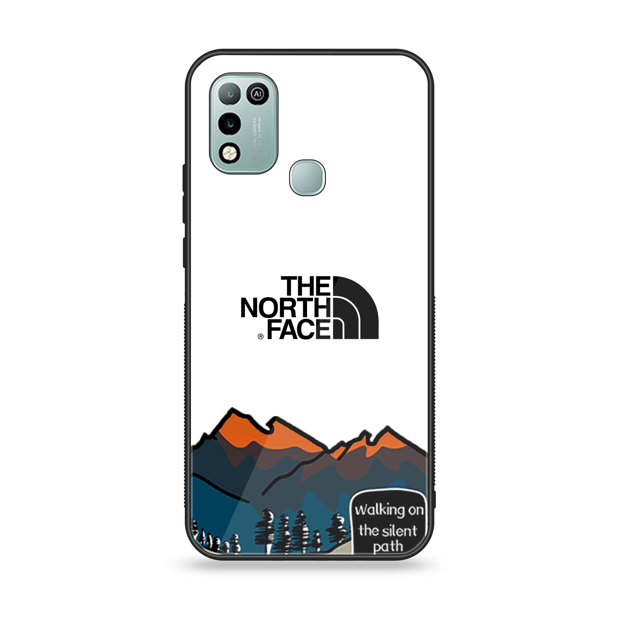 Infinix Hot 10 Play - The North Face Series - Premium Printed Glass soft Bumper shock Proof Case