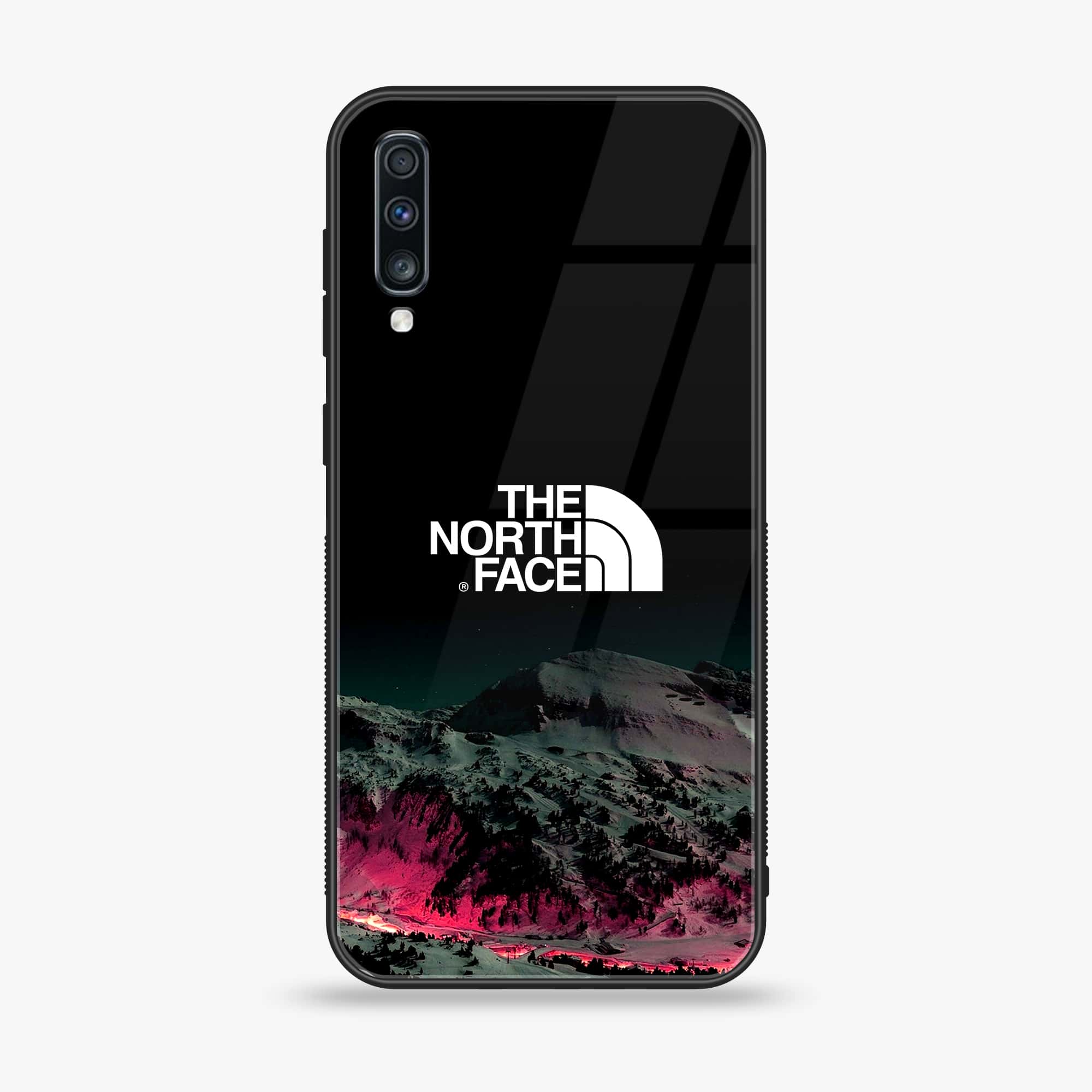 Samsung Galaxy A70 - The North Face Series - Premium Printed Glass soft Bumper shock Proof Case