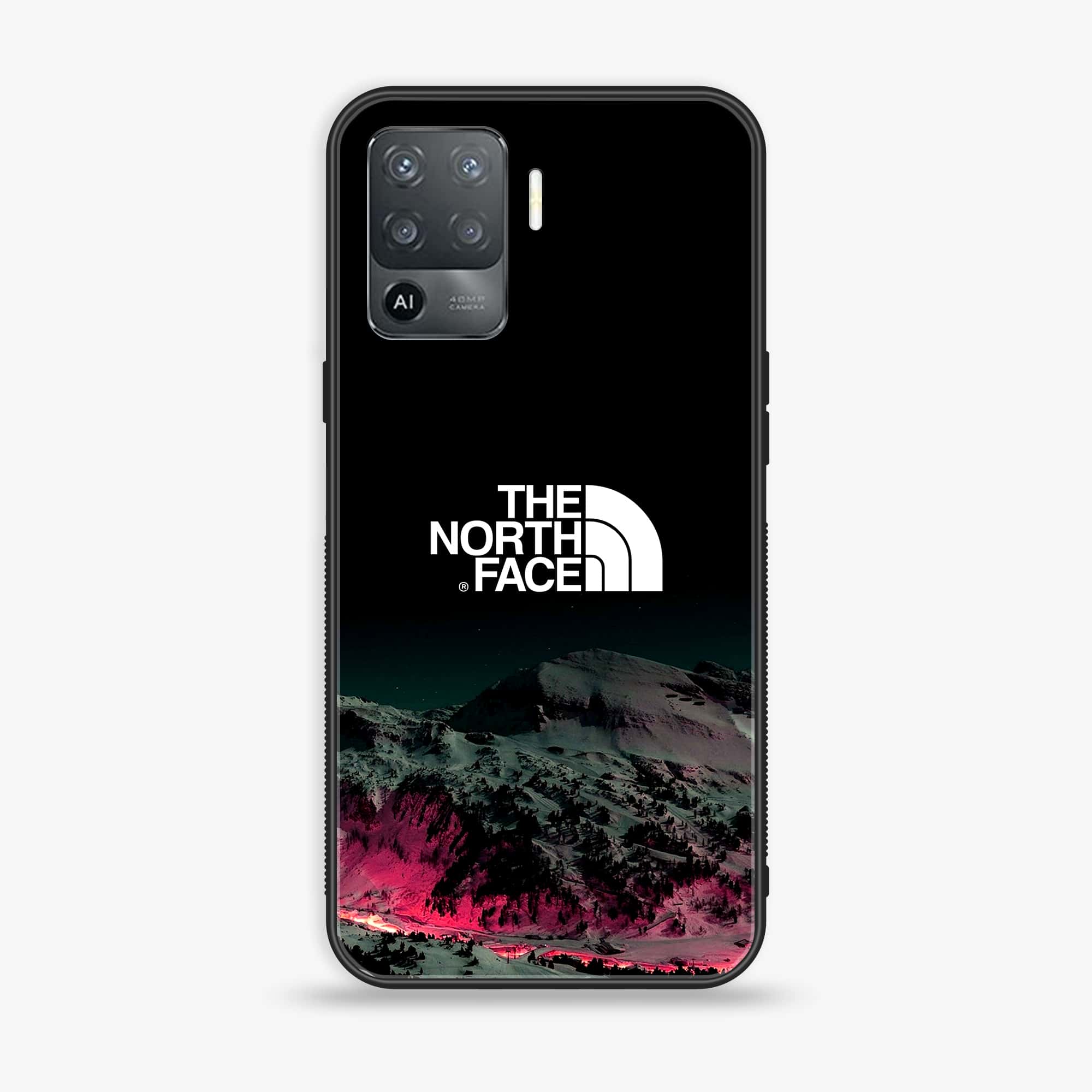 Oppo A94 - The North Face Series - Premium Printed Glass soft Bumper shock Proof Case