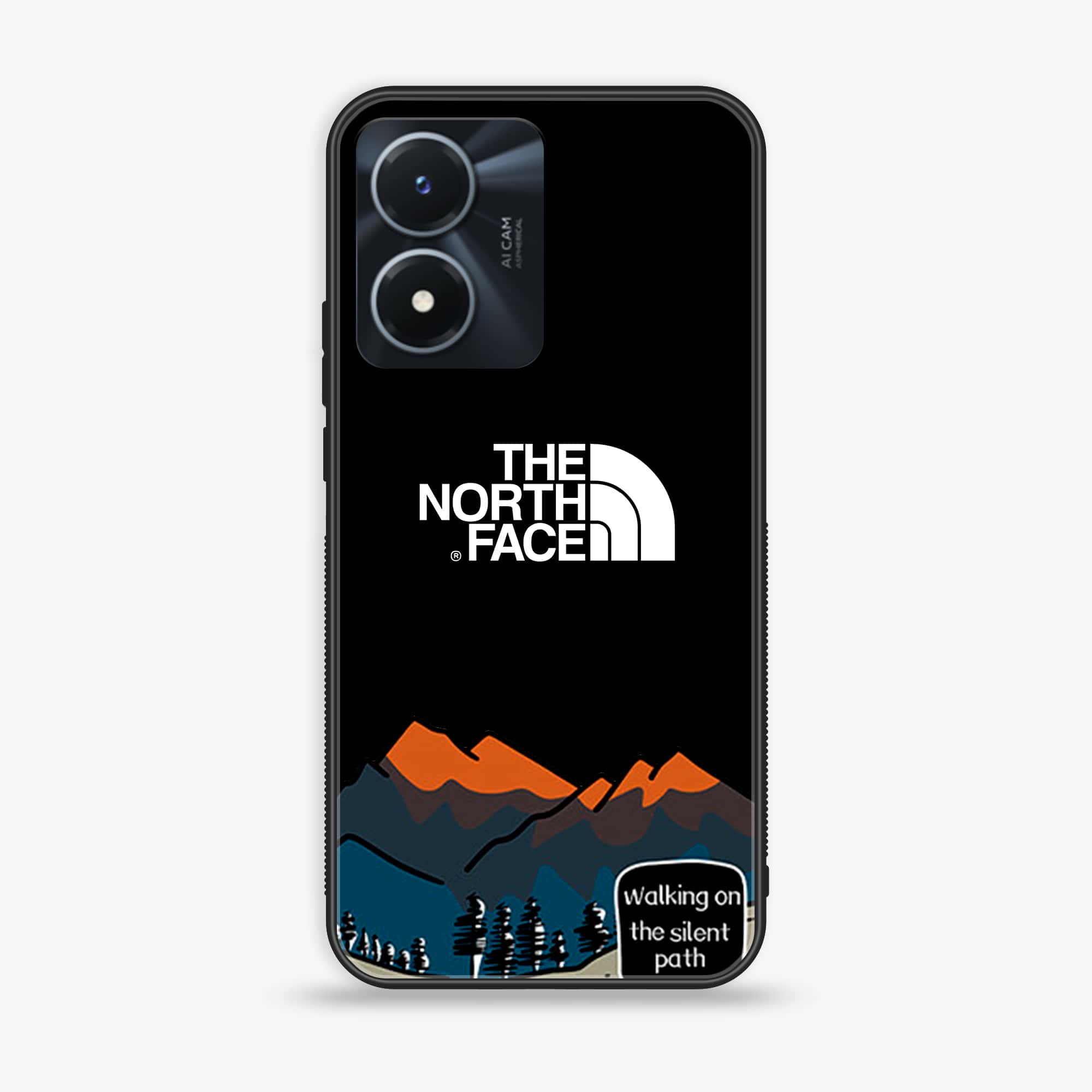 Vivo Y02s - The North Face Series - Premium Printed Glass soft Bumper shock Proof Case