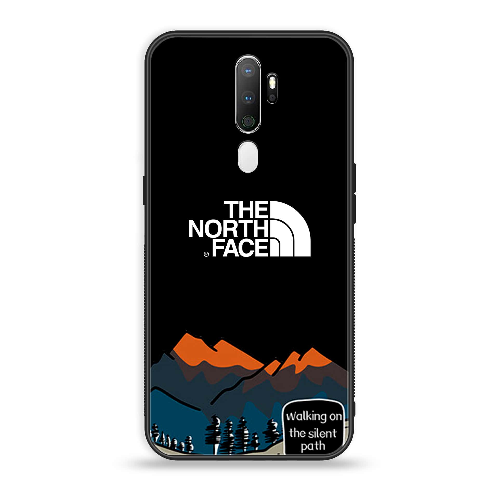 Oppo A5 2020 The North Face Series Premium Printed Glass soft Bumper shock Proof Case
