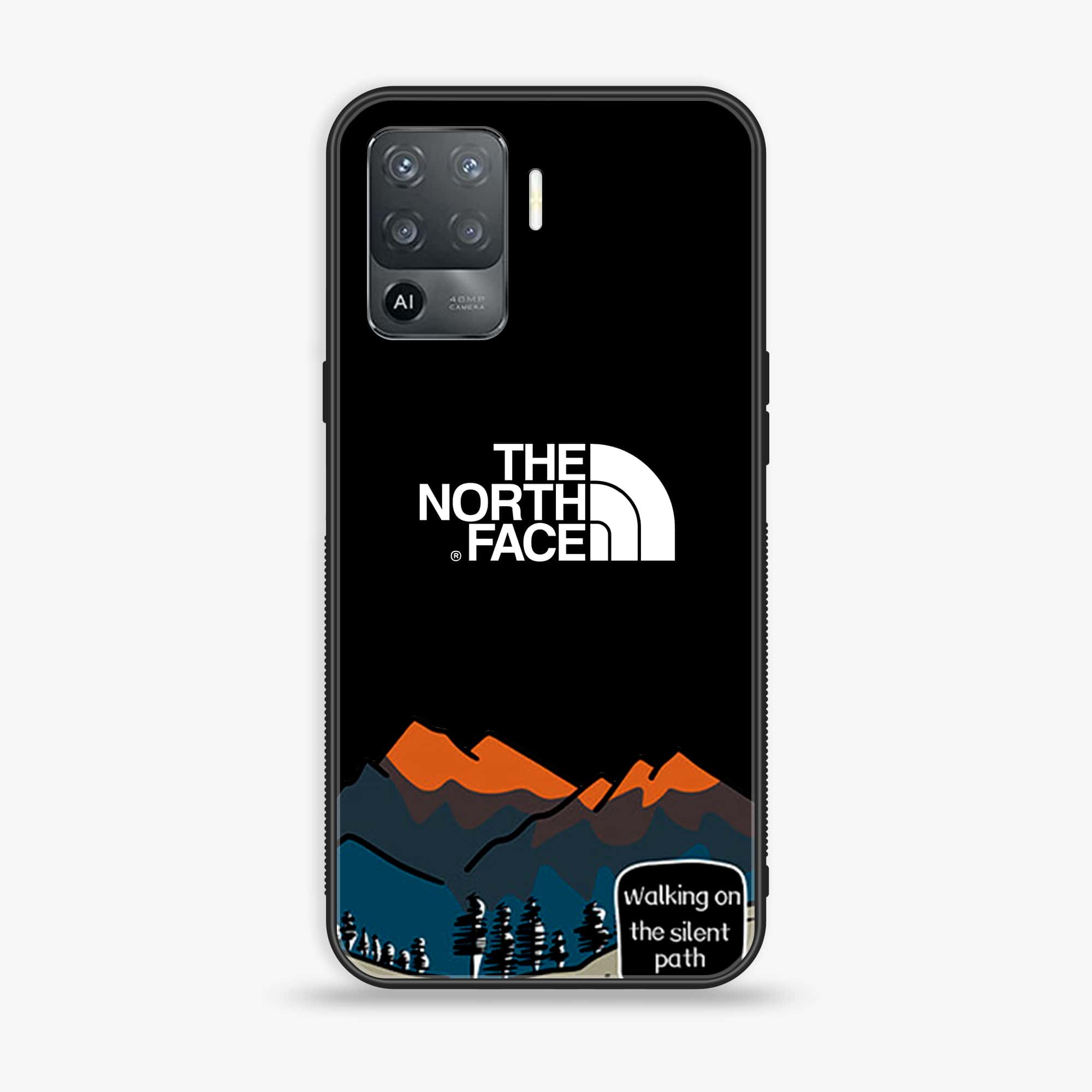 Oppo A94 - The North Face Series - Premium Printed Glass soft Bumper shock Proof Case