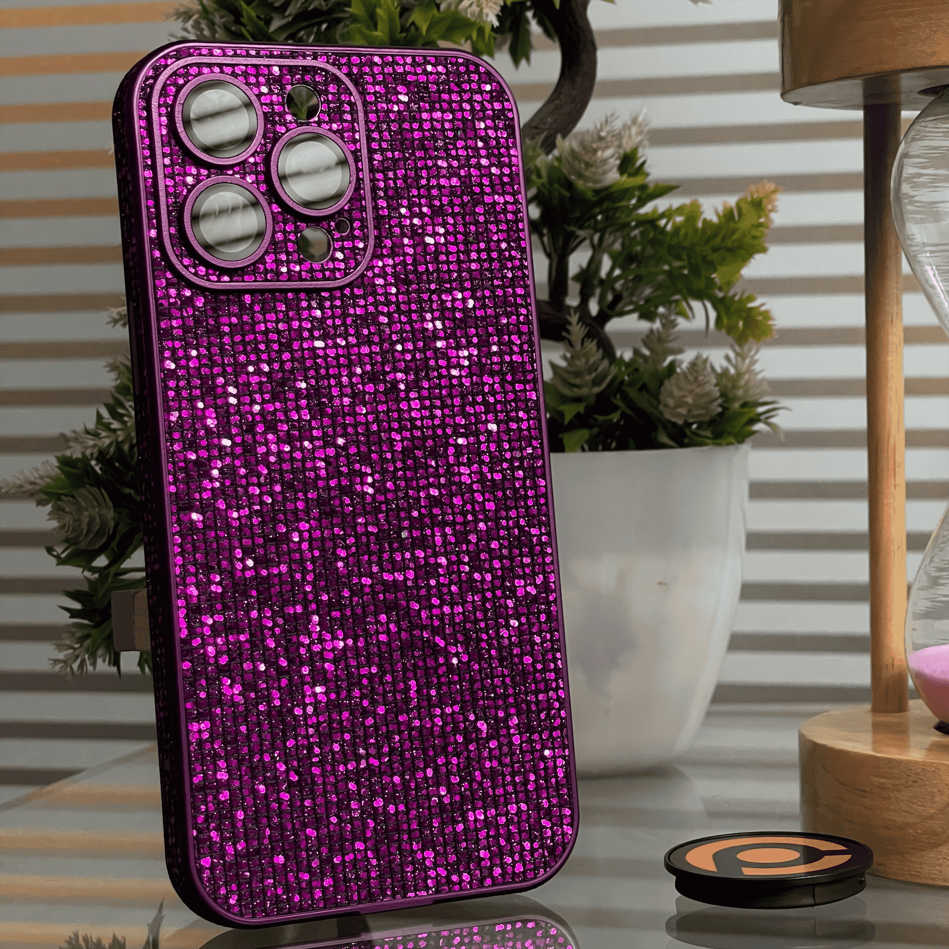 iPhone 12 Pro Max Diamond Glitter Case with Built-in Camera Lens Glass