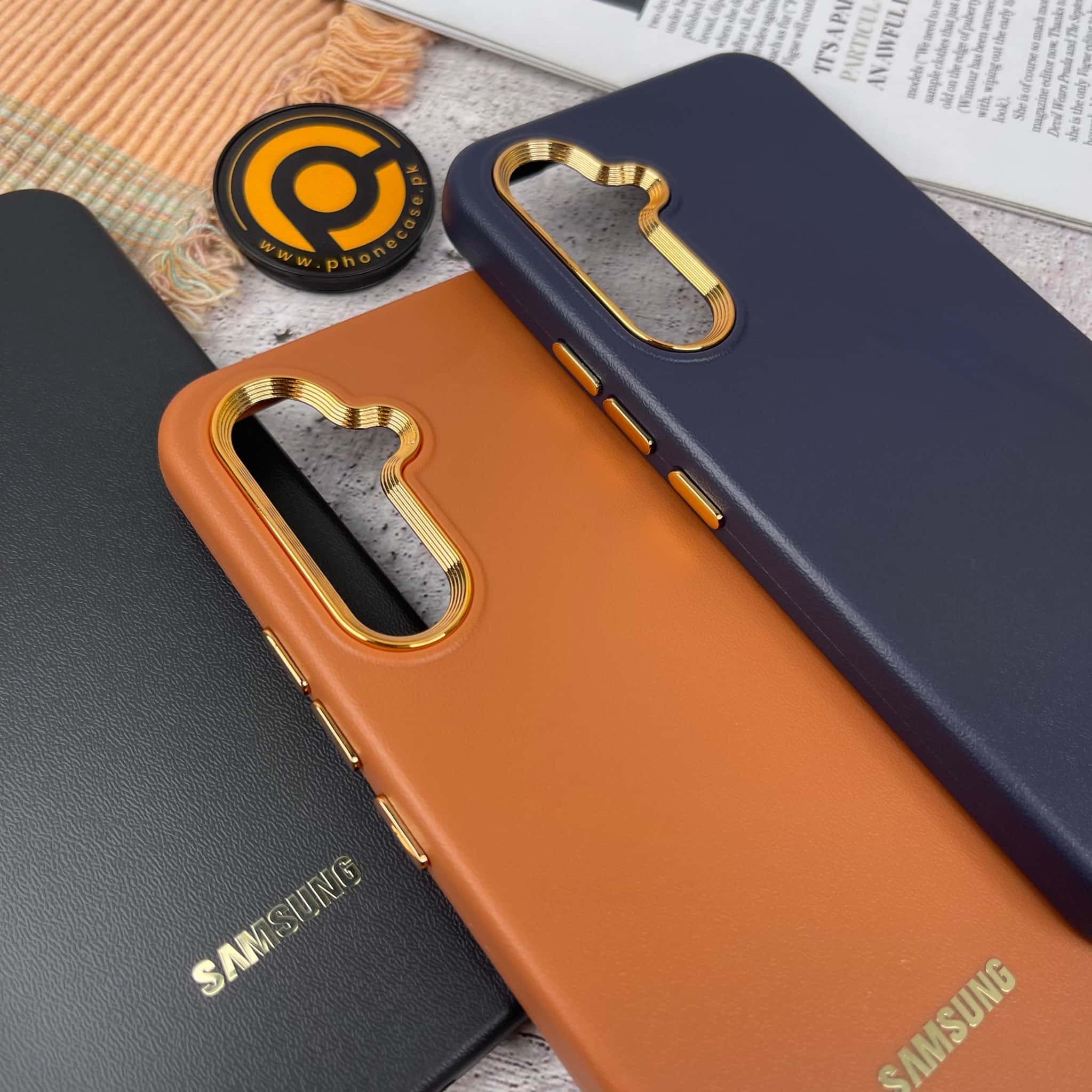 Galaxy A54 Premium Dual layer Leather Feel Electroplated Case