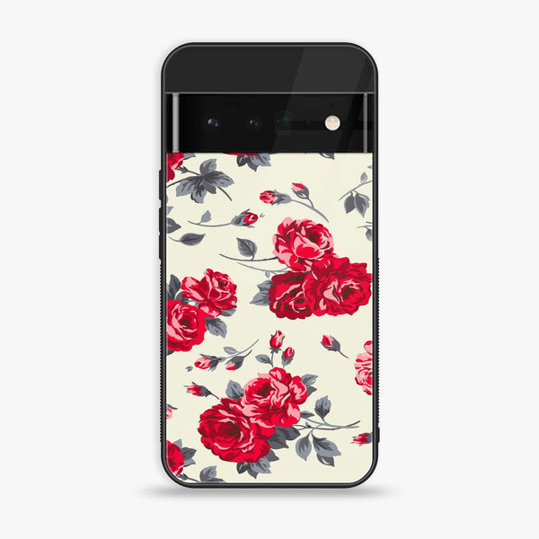 Google Pixel 6 - Floral Series Design 8 - Premium Printed Glass soft Bumper Shock Proof Case