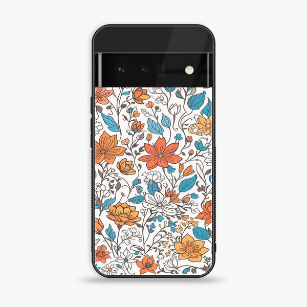 Google Pixel 6 - Floral Series Design 9 - Premium Printed Glass soft Bumper Shock Proof Case