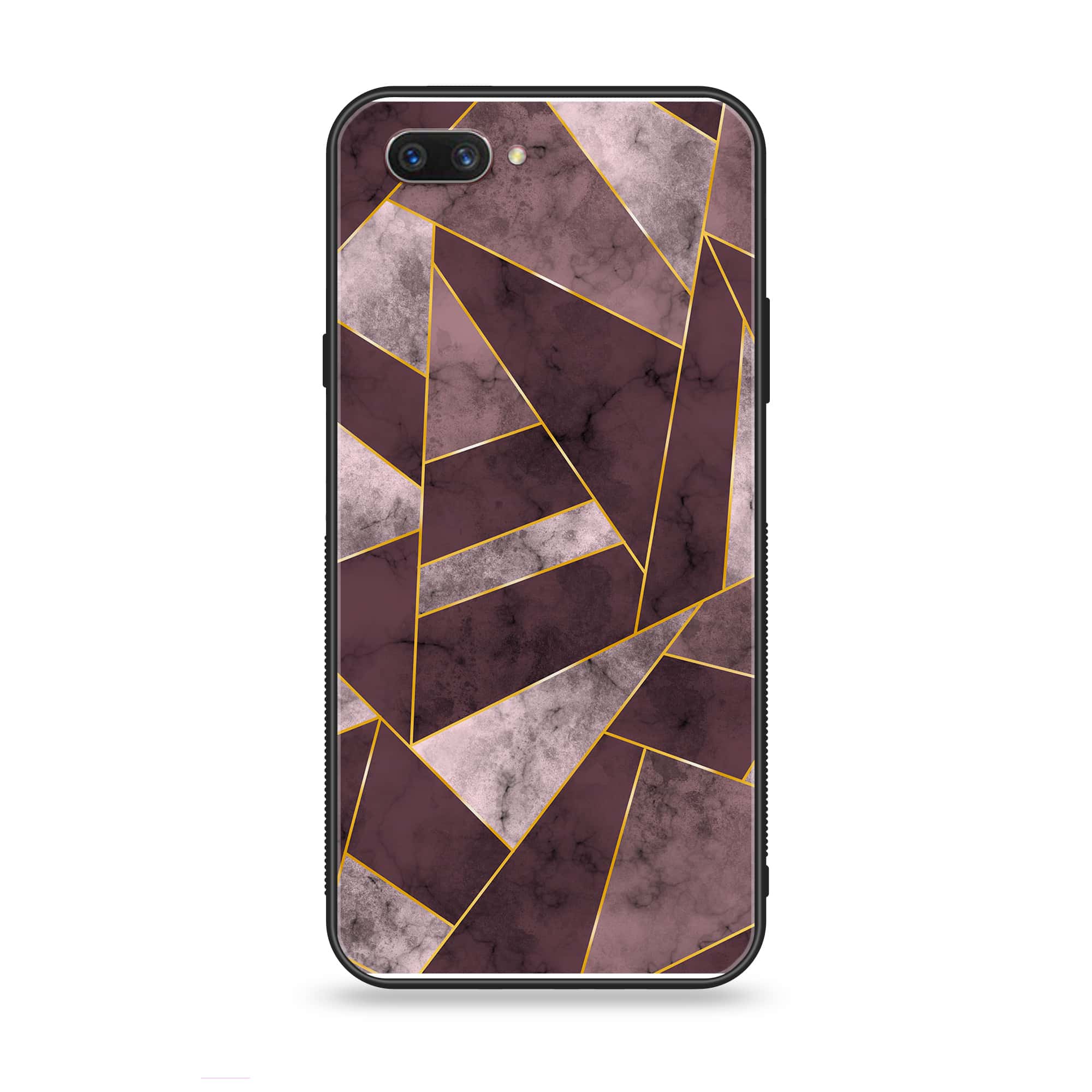 Oppo A3s - Geometric Marble Series - Premium Printed Glass soft Bumper shock Proof Case