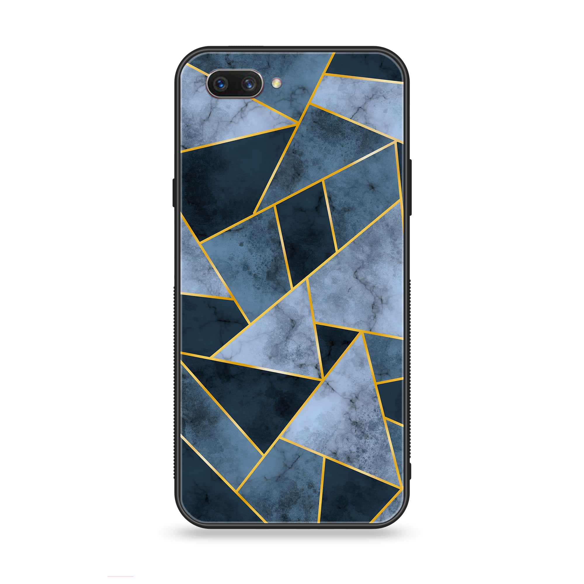 Oppo A3s - Geometric Marble Series - Premium Printed Glass soft Bumper shock Proof Case