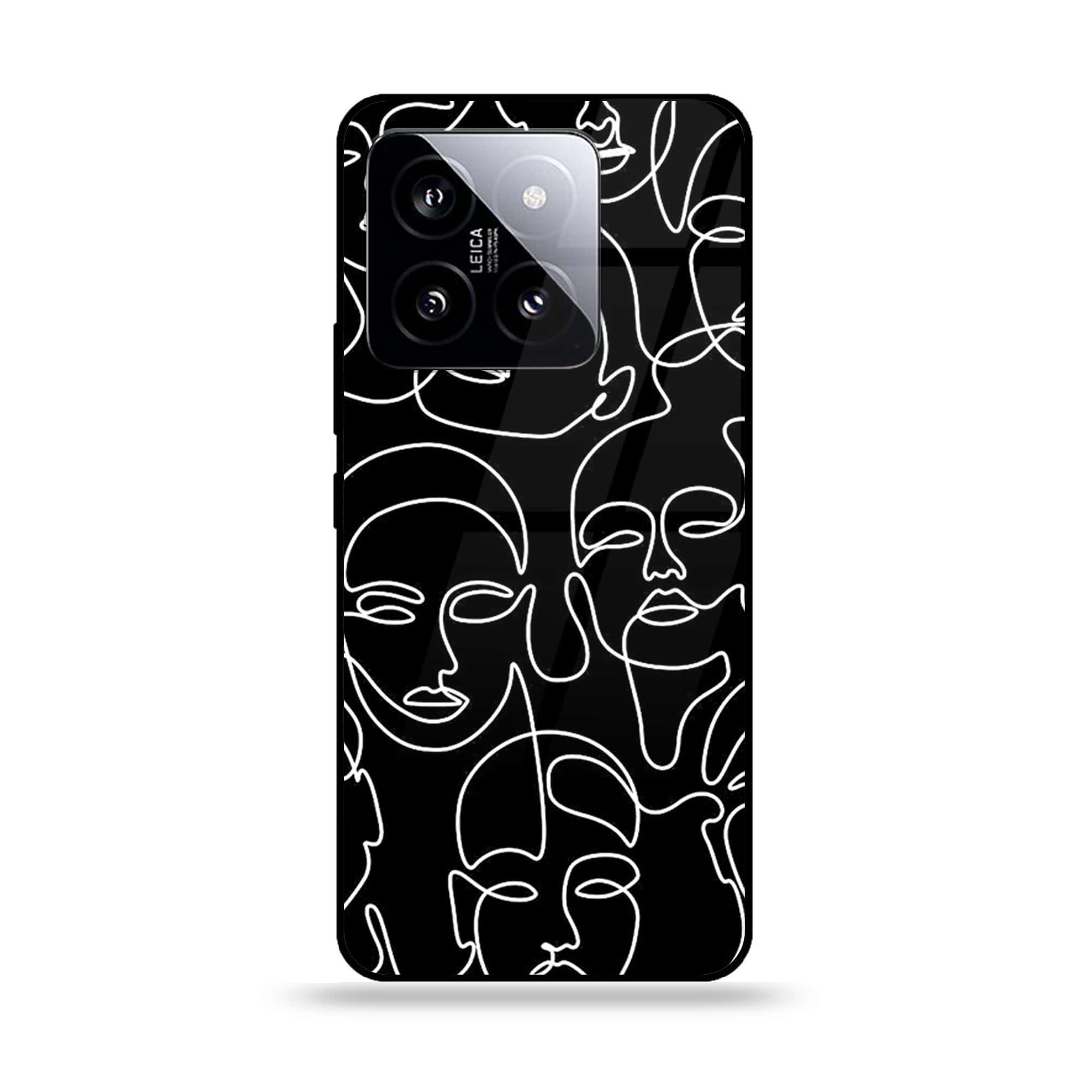 Xiaomi 14 - Girls Line Art Series - Premium Printed Glass soft Bumper shock Proof Case