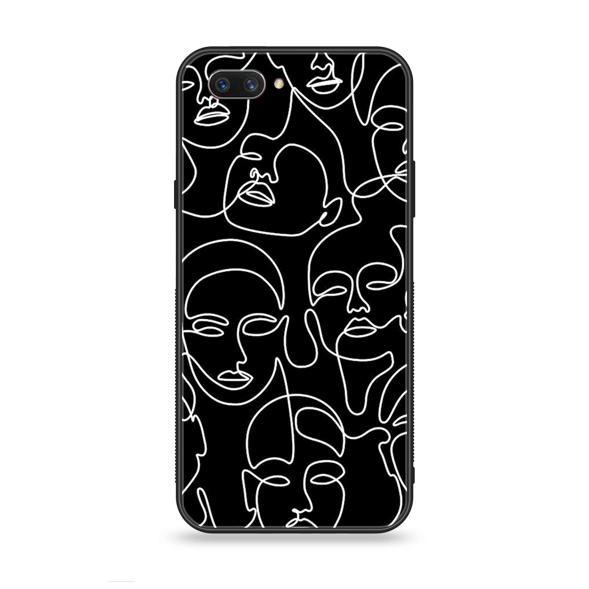 Oppo A3s - Girls Line Art Series - Premium Printed Glass soft Bumper shock Proof Case