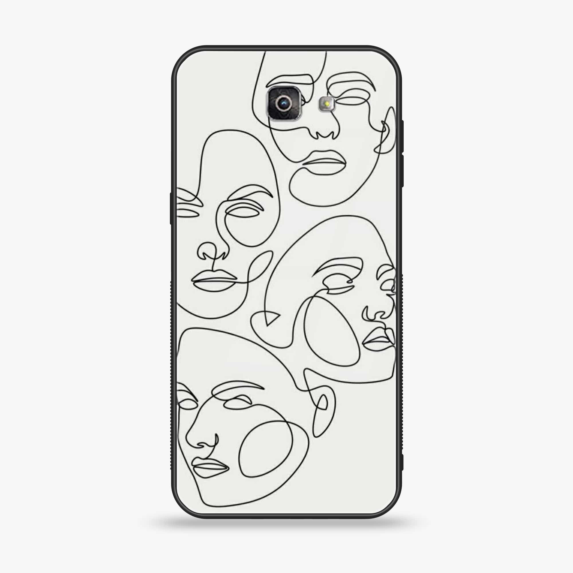 Galaxy J7 Prime 2018 - Girls Line Art Series - Premium Printed Glass soft Bumper shock Proof Case