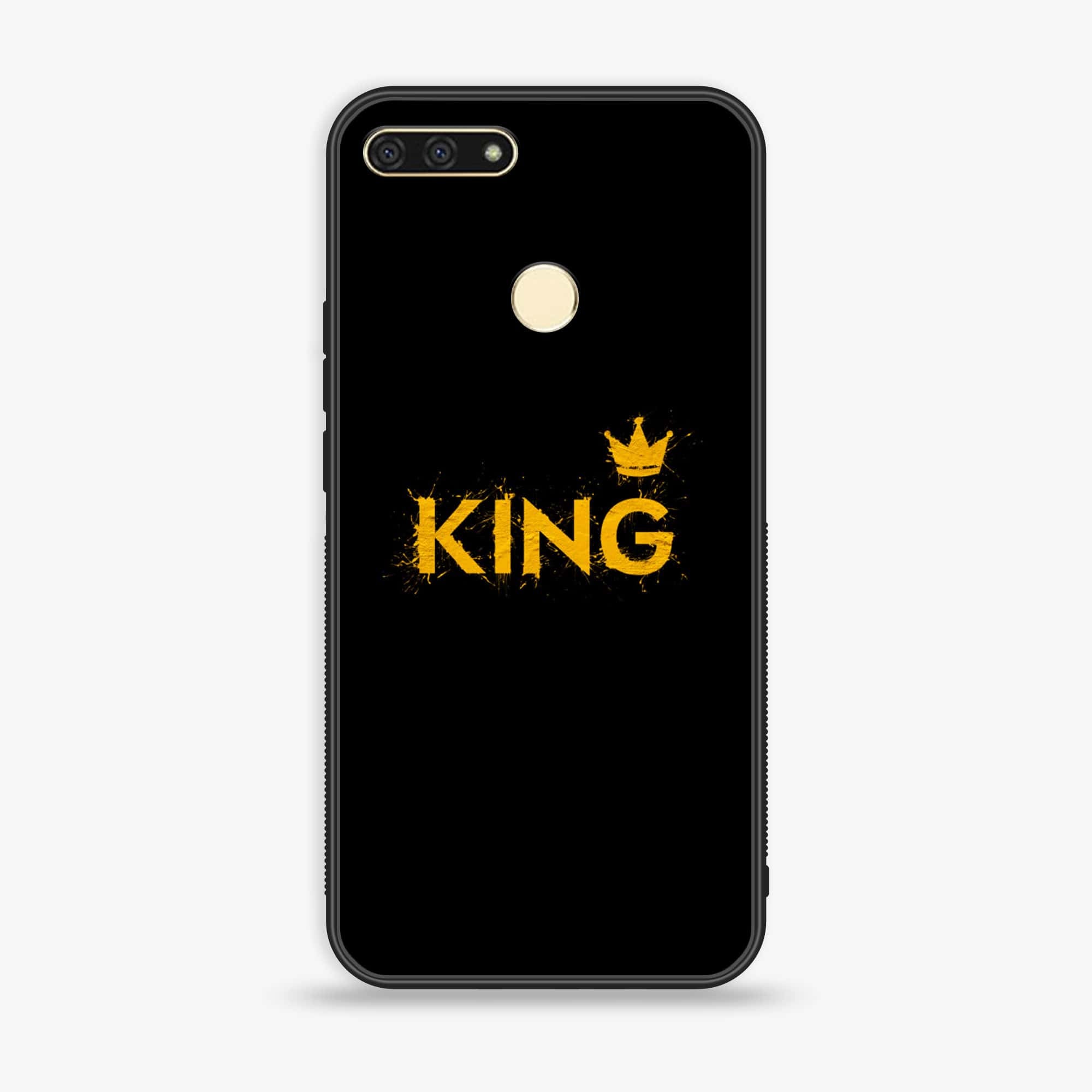 Honor 7A - King 2.0  Series - Premium Printed Glass soft Bumper shock Proof Case