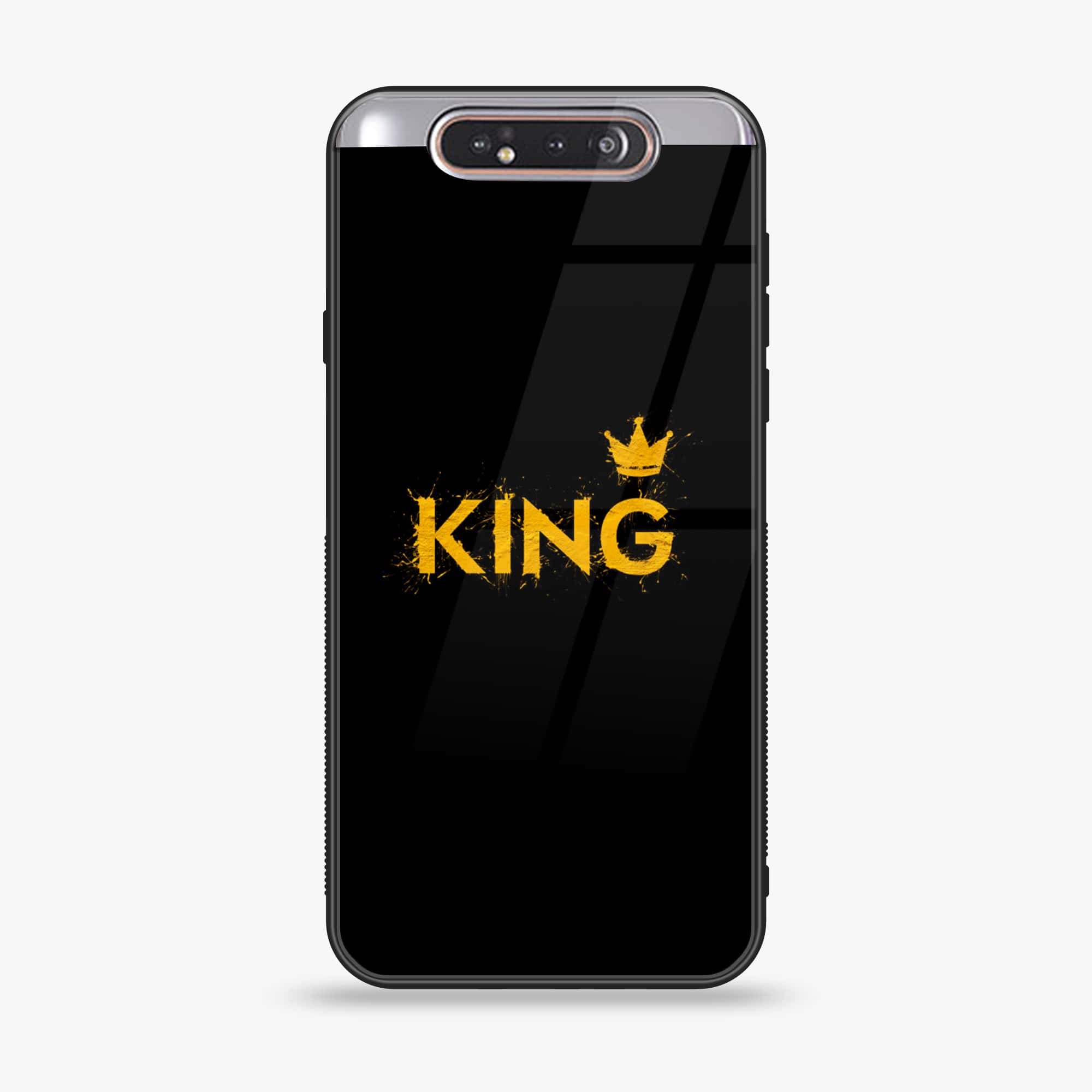 Samsung Galaxy A80 - King 2.0 Series - Premium Printed Glass soft Bumper shock Proof Case