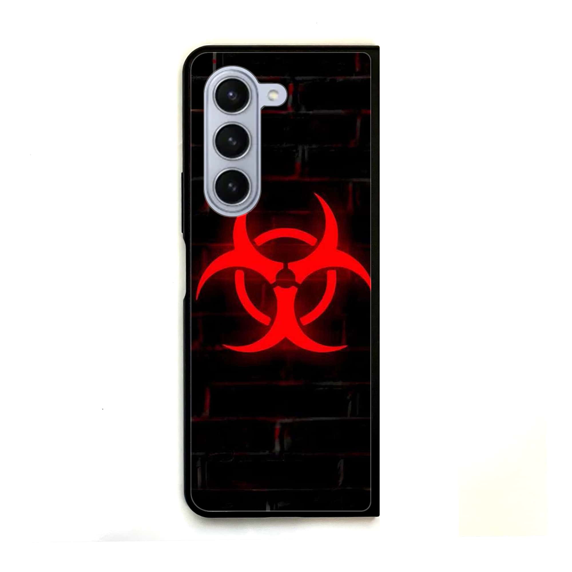 Galaxy Z Fold 5 - Biohazard Sign Series -  Premium Printed Glass soft Bumper shock Proof Case