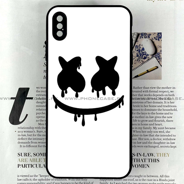 iPhone XS Max - Marshmello Face - Premium Printed Glass soft Bumper shock Proof Case CS-4160