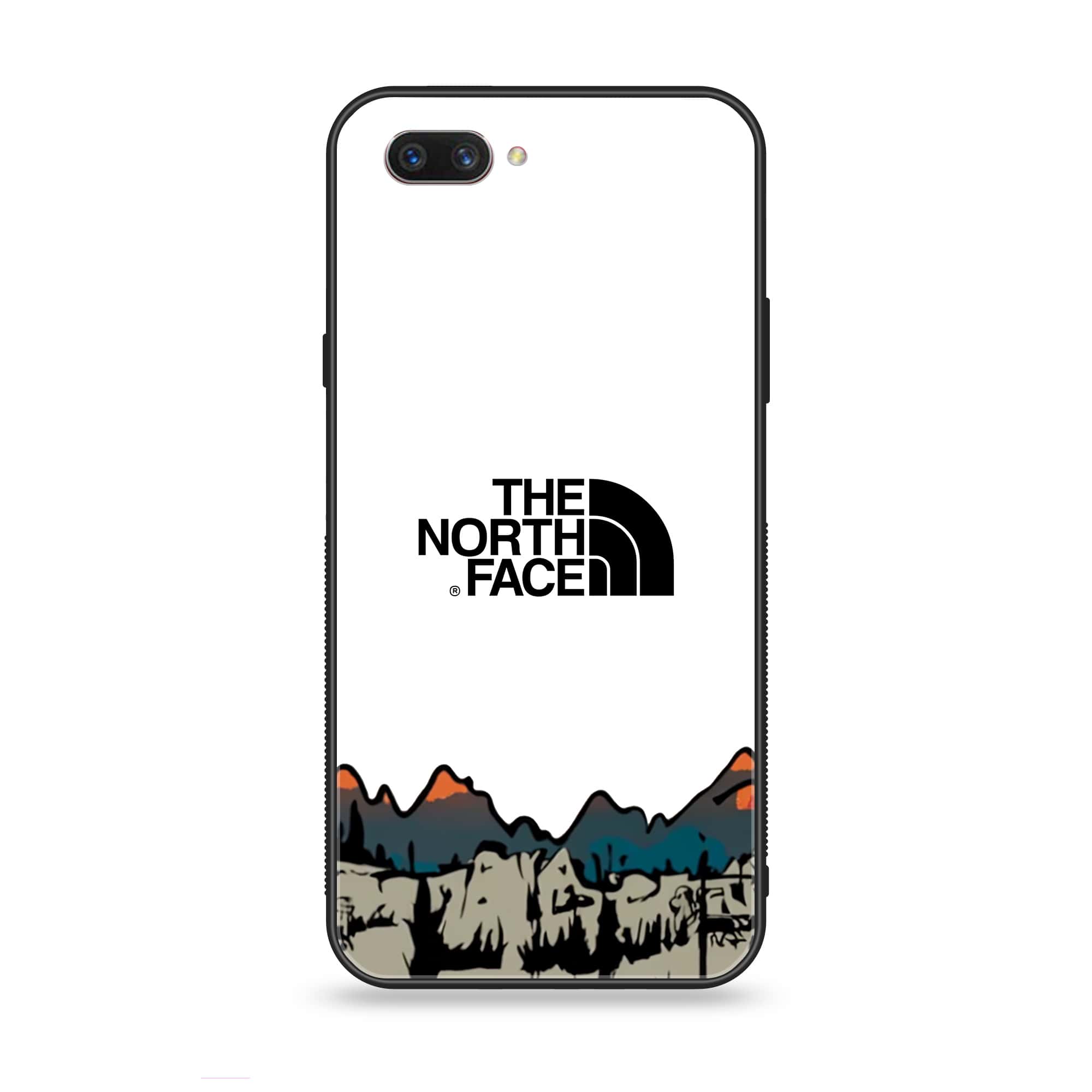 Oppo A3s - The North Face Series - Premium Printed Glass soft Bumper shock Proof Case