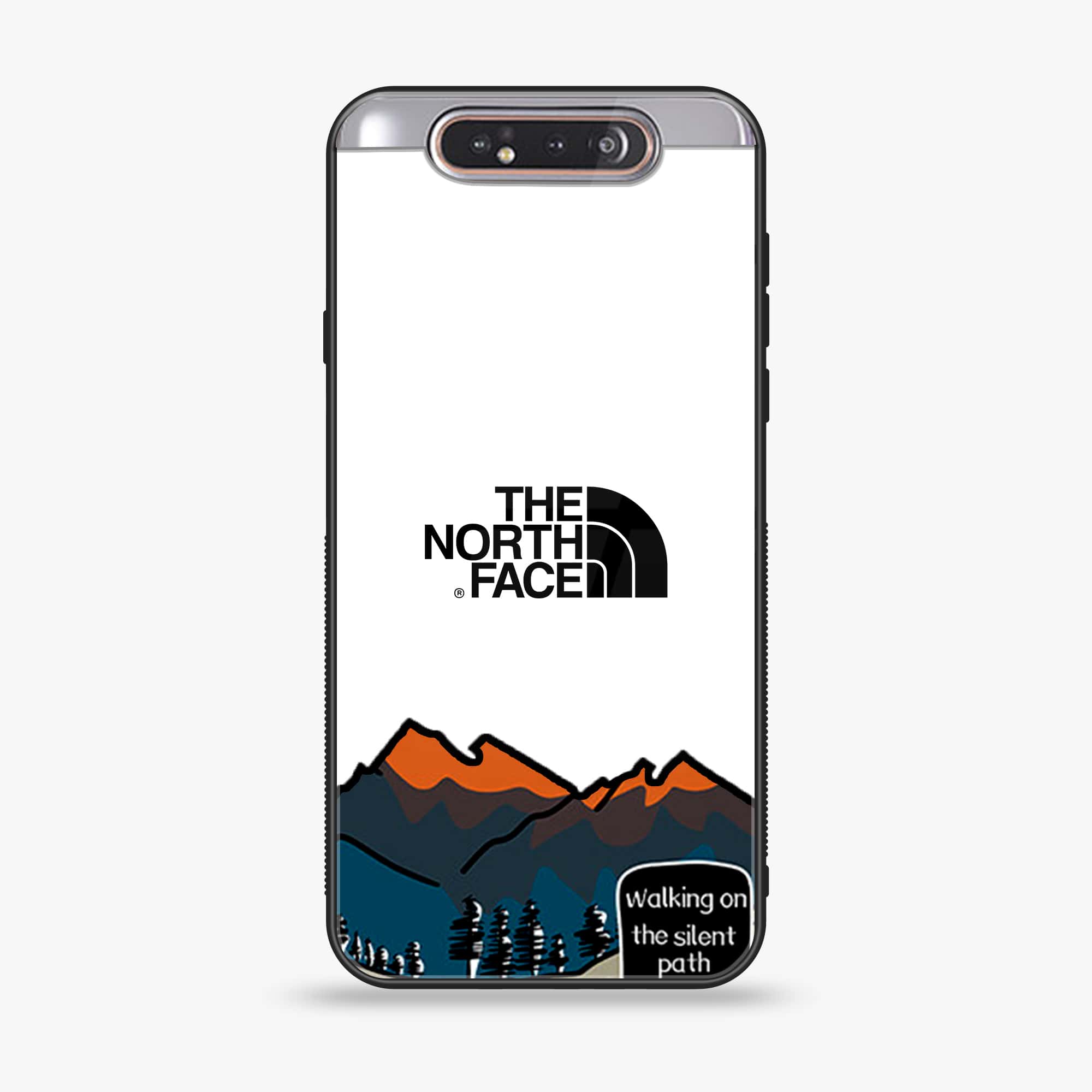 Samsung Galaxy A80 - The North Face Series - Premium Printed Glass soft Bumper shock Proof Case