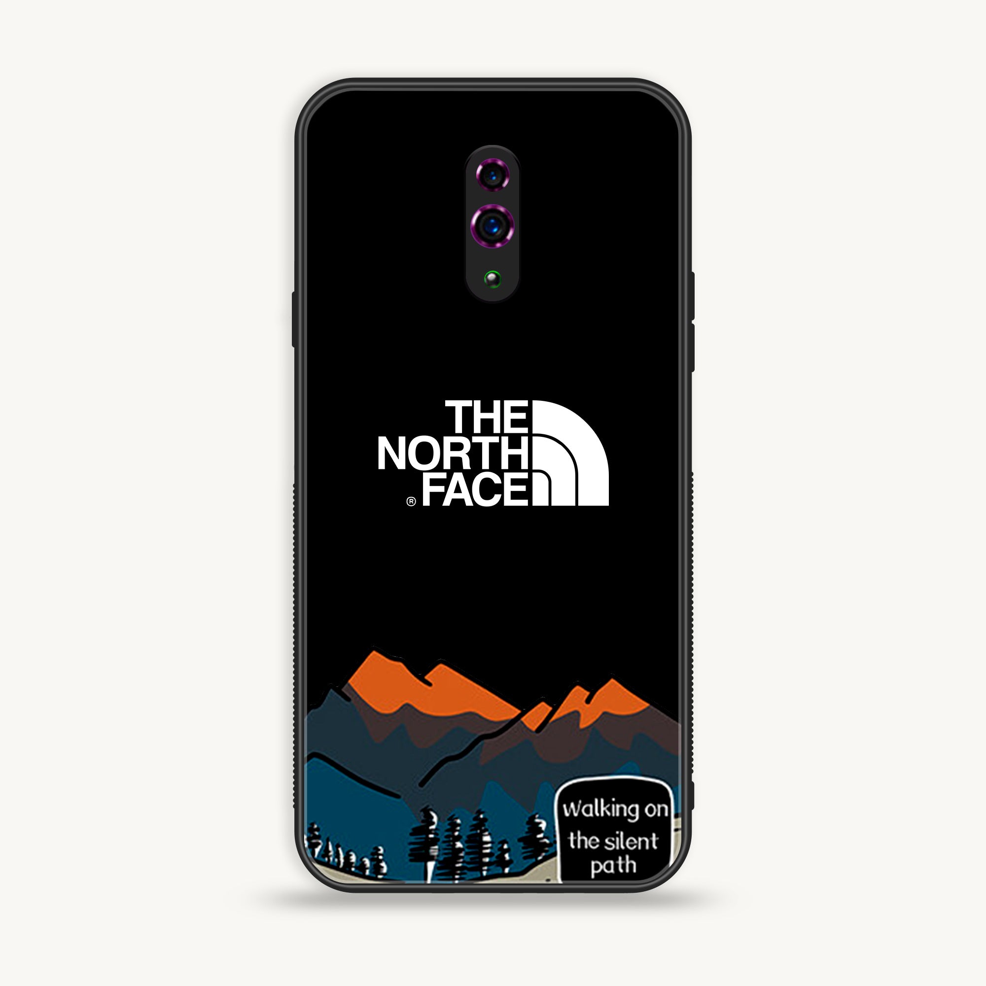 Oppo Reno - The North Face Series - Premium Printed Glass soft Bumper shock Proof Case