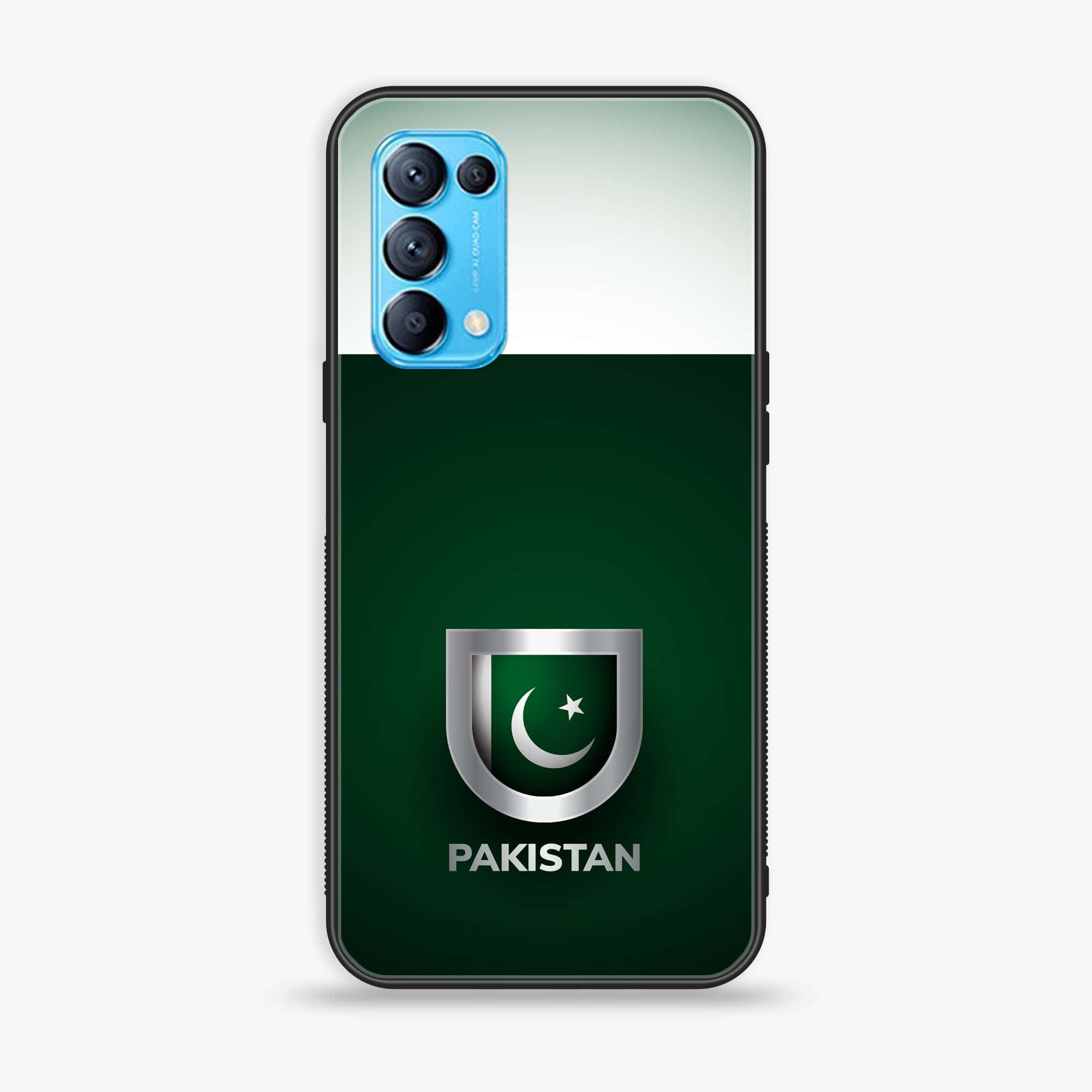 Oppo Reno 5 Pakistani Flag Series Premium Printed Glass soft Bumper shock Proof Case