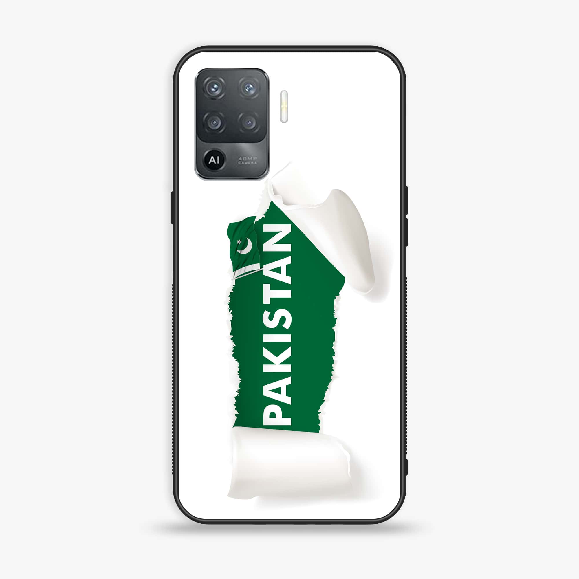 Oppo A94 - Pakistani Flag Series - Premium Printed Glass soft Bumper shock Proof Case