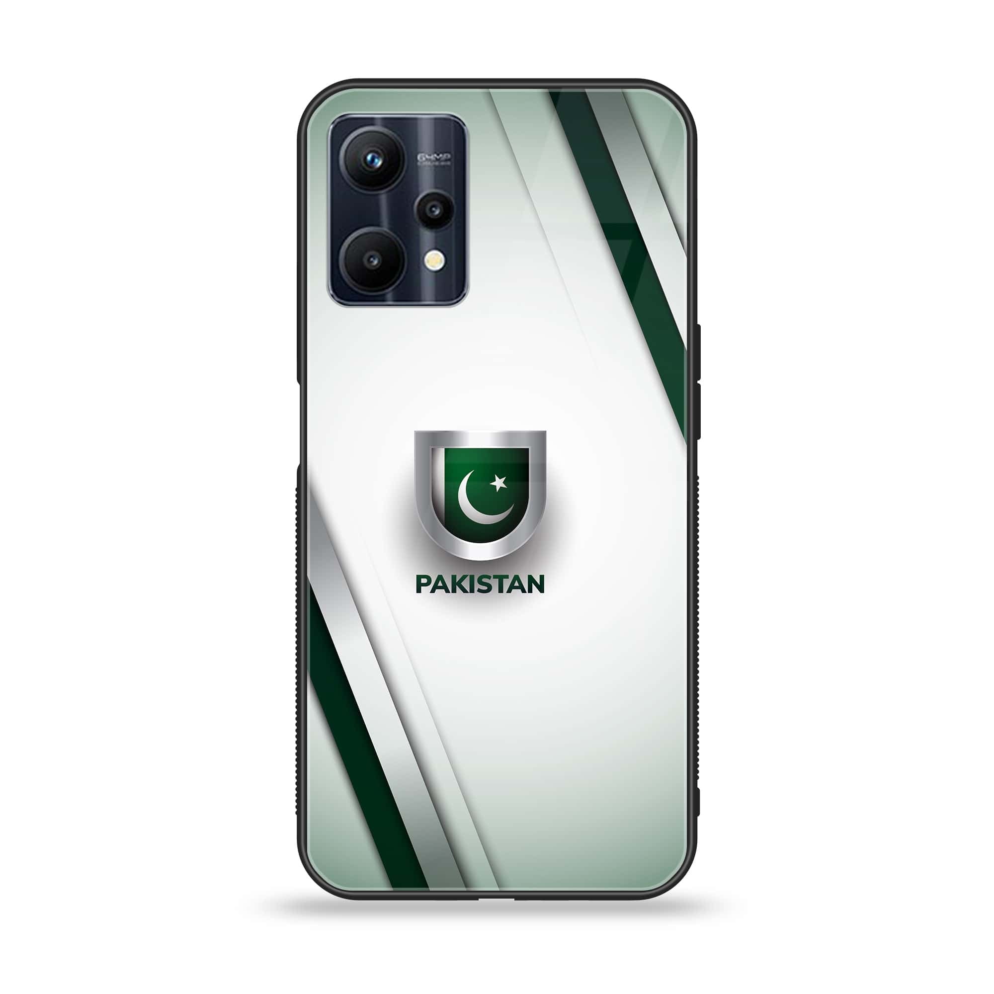 Realme V25 Pakistani Flag Series Premium Printed Glass soft Bumper shock Proof Case