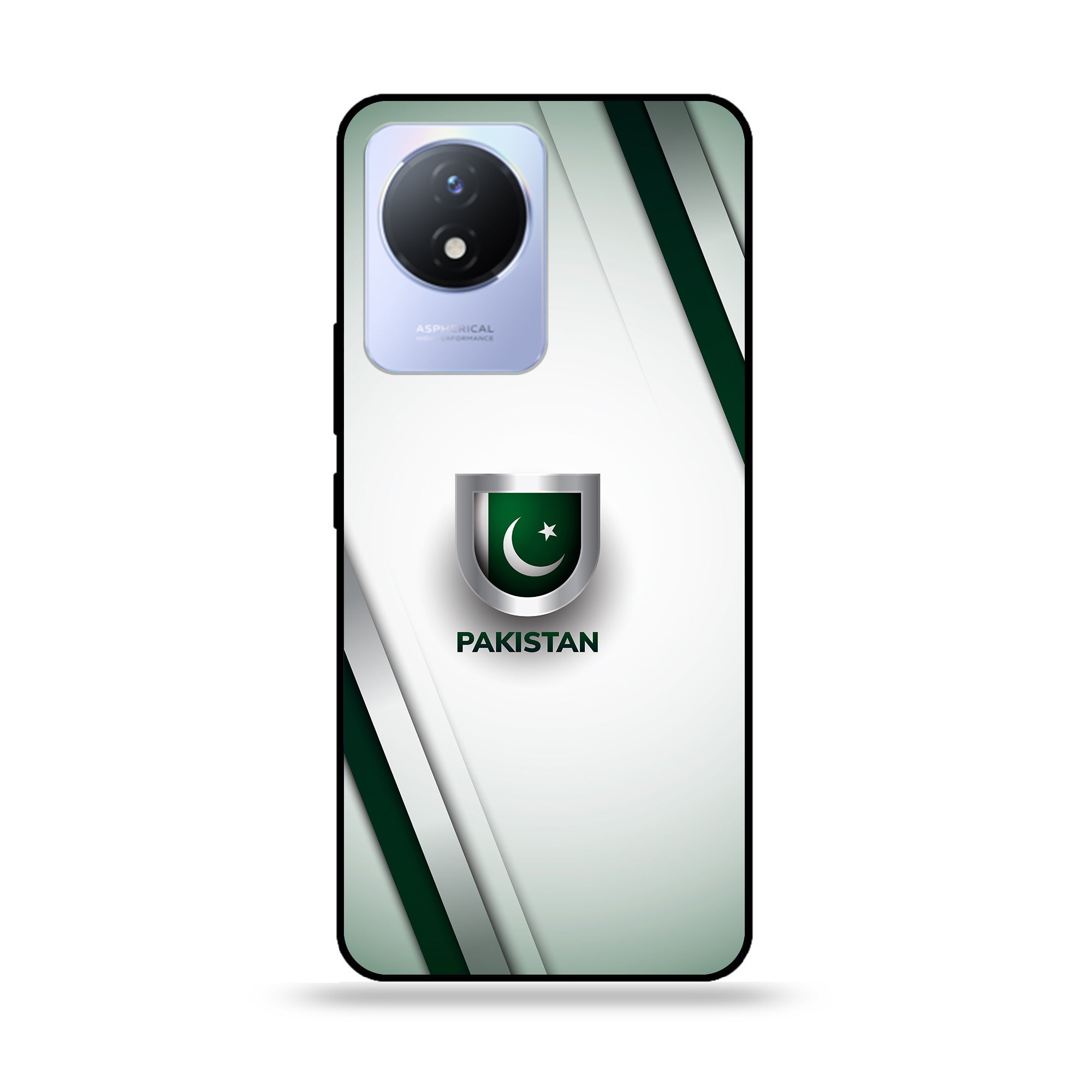 Vivo Y02t - Pakistani Flag Series - Premium Printed Glass soft Bumper shock Proof Case