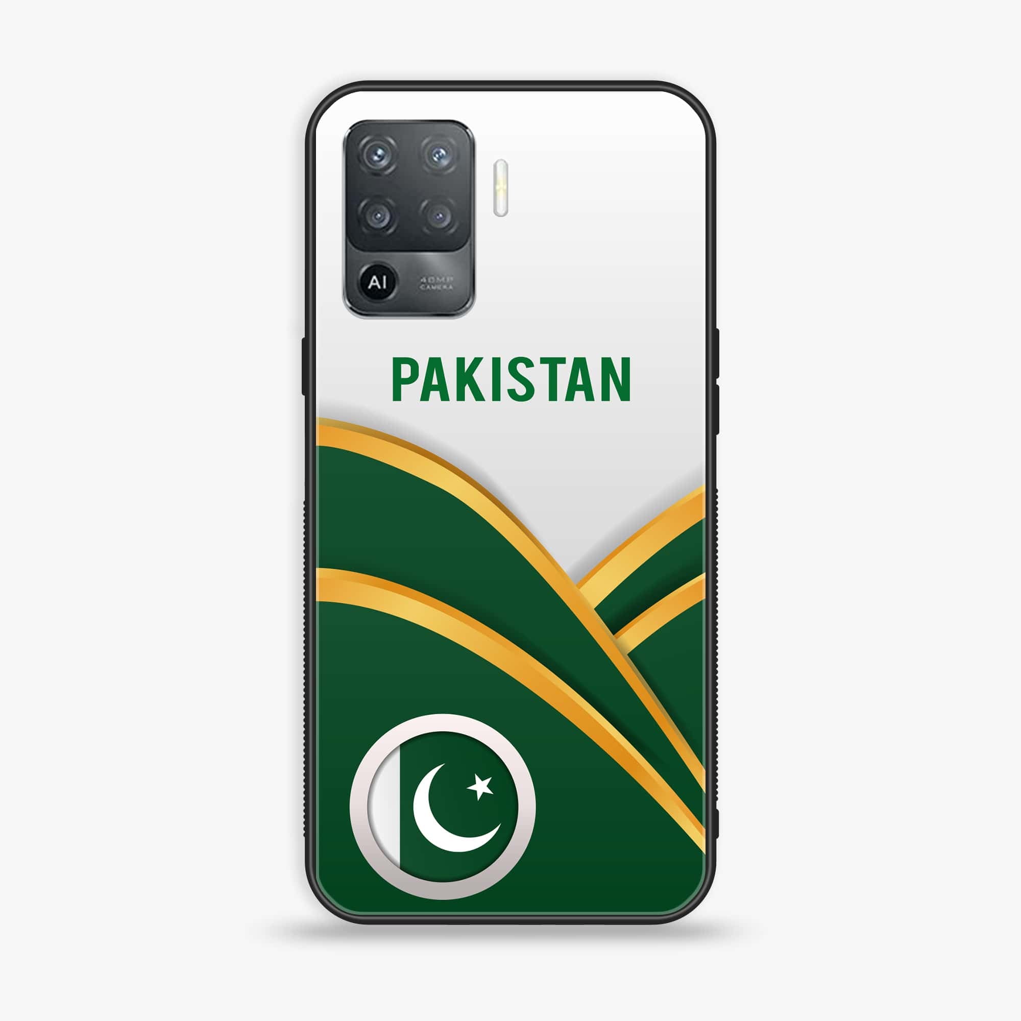 Oppo F19 Pro - Pakistani Flag Series - Premium Printed Glass soft Bumper shock Proof Case