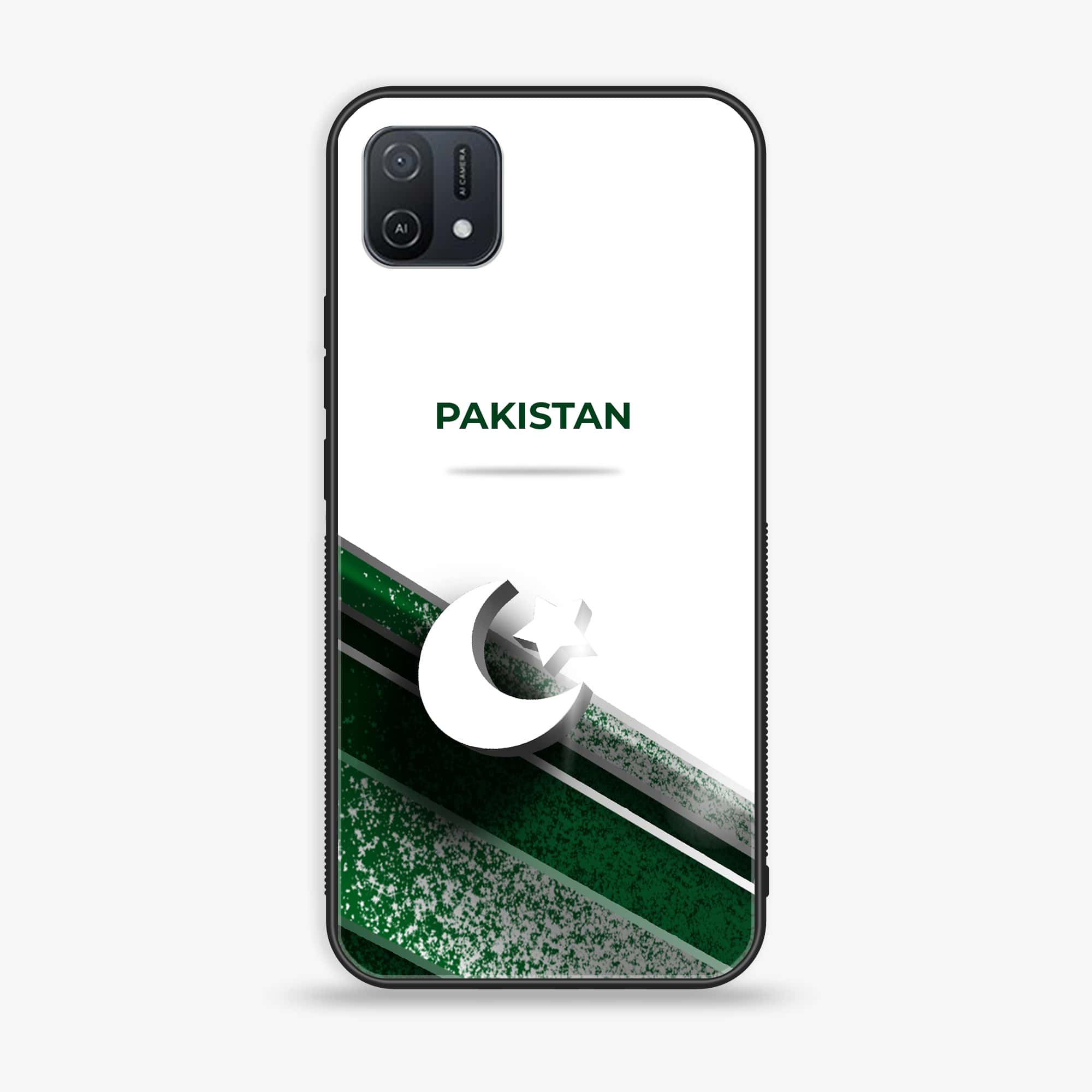 OPPO A16k Pakistani Flag Series  Premium Printed Glass soft Bumper shock Proof Case