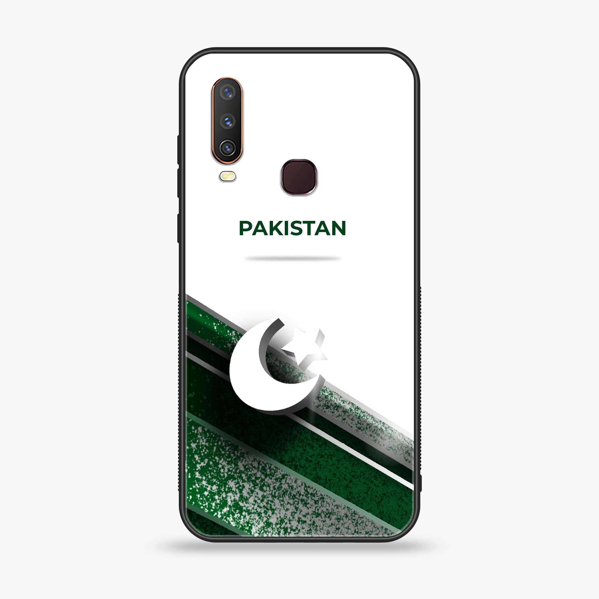 Vivo Y17 - Pakistani Flag Series - Premium Printed Glass soft Bumper shock Proof Case