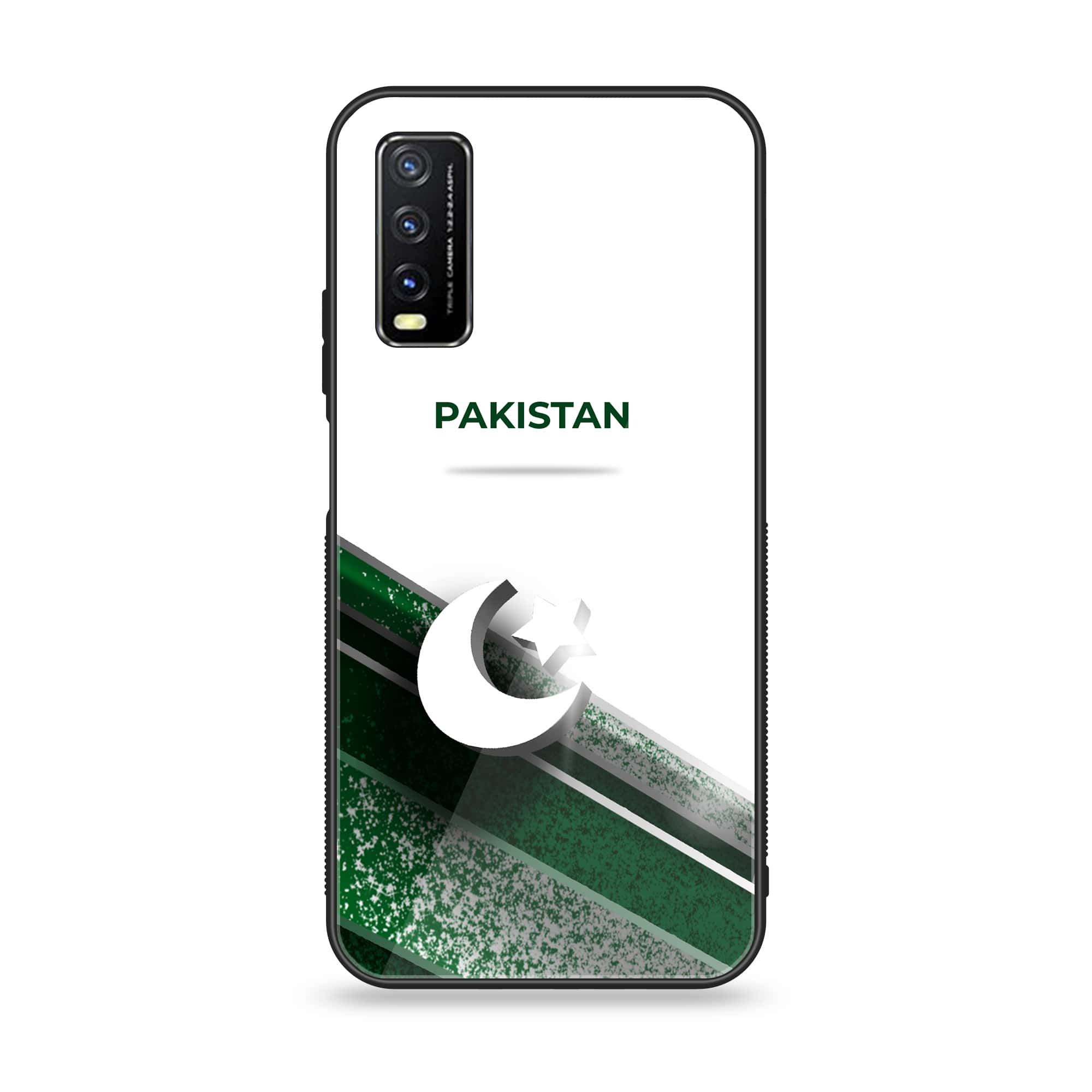 Vivo Y20 Pakistani Flag Series Premium Printed Glass soft Bumper shock Proof Case