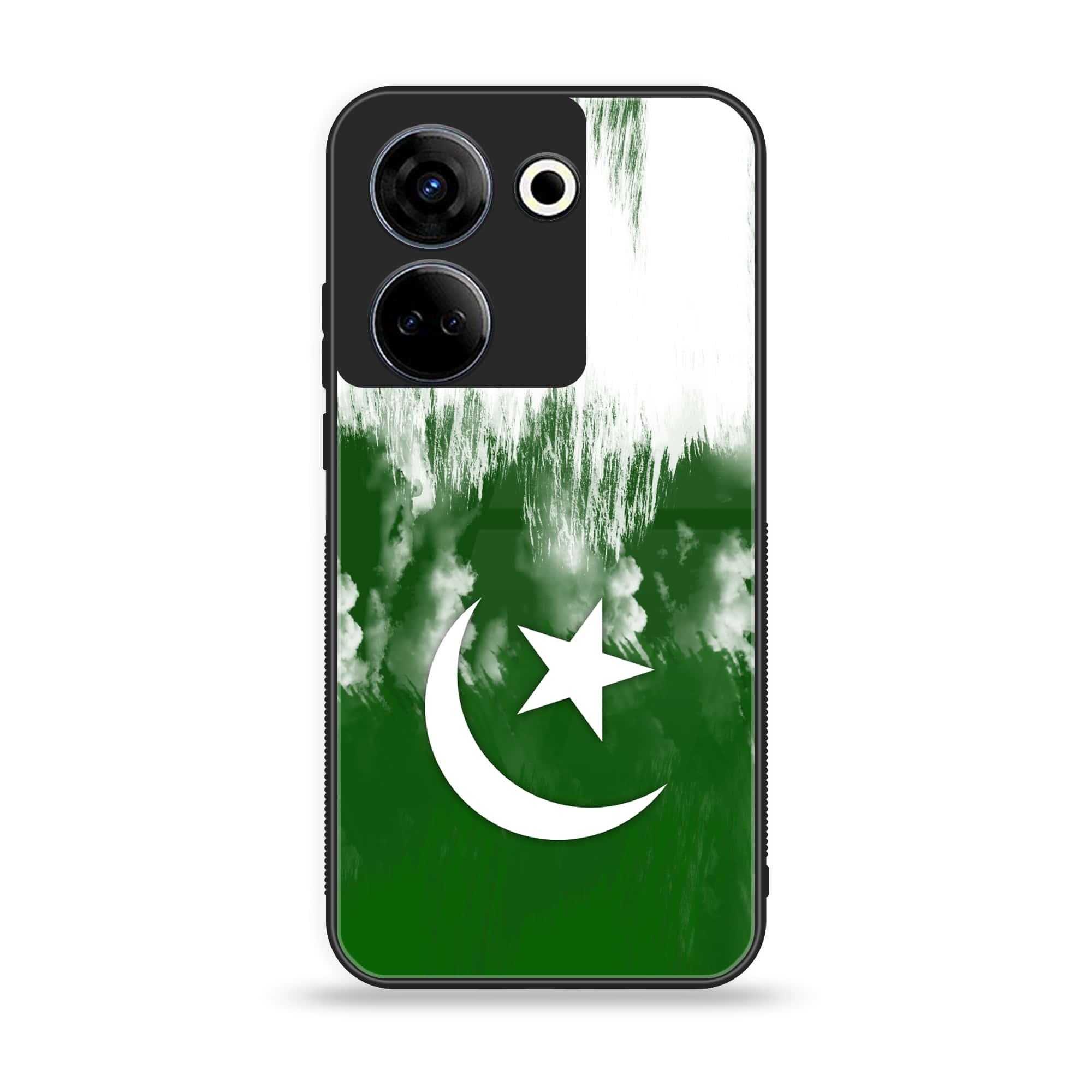 Tecno Camon 20 Pro - Pakistani Flag Series - Premium Printed Glass soft Bumper shock Proof Case