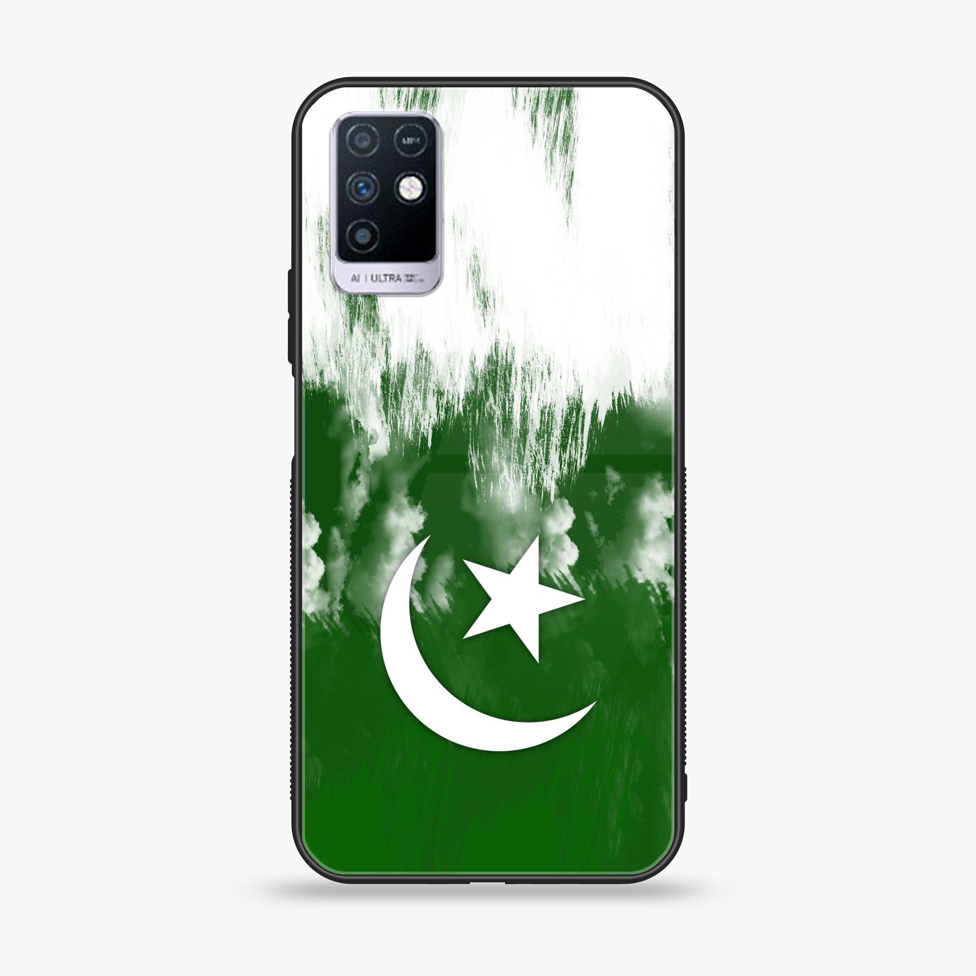 Infinix Note 10 Pakistani Flag Series Premium Printed Glass soft Bumper shock Proof Case