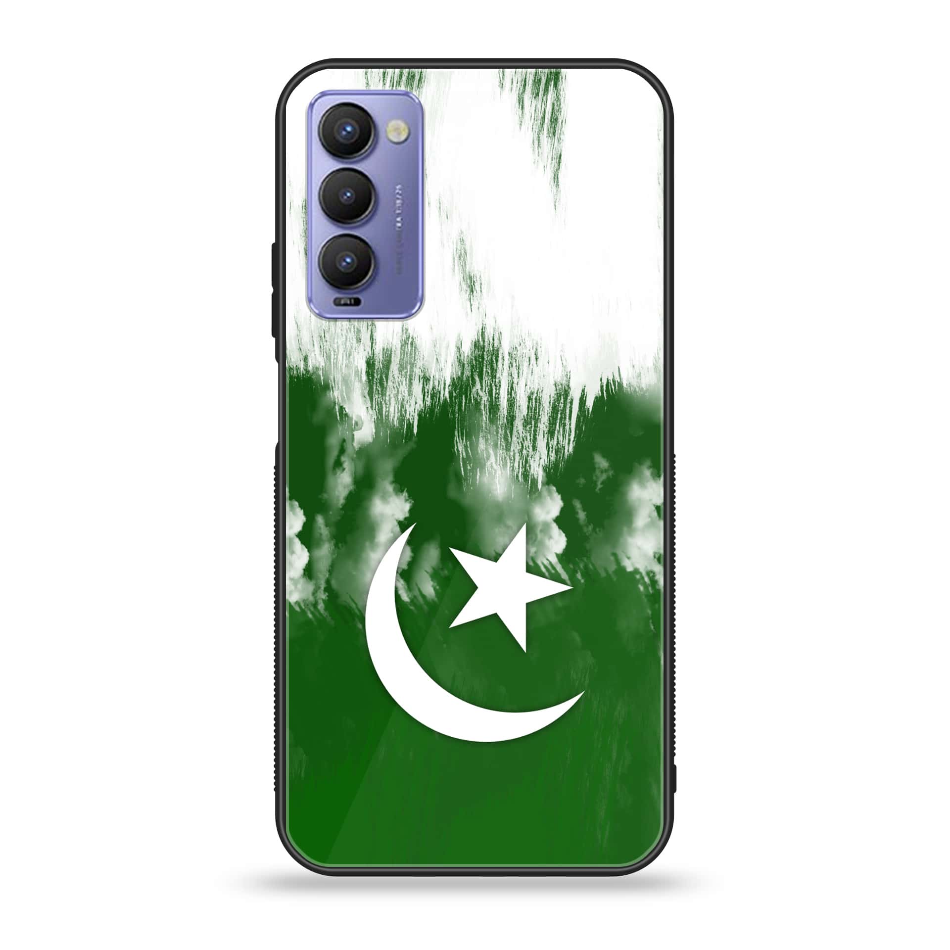 Tecno Camon 18 Pakistani Flag Series Premium Printed Glass soft Bumper shock Proof Case