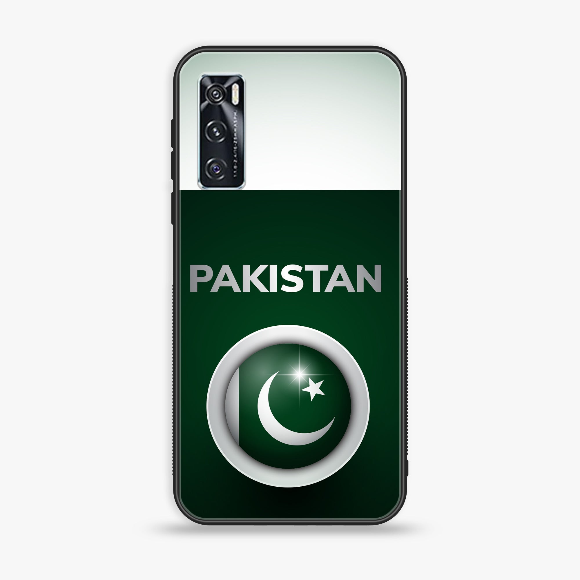 Vivo V20 SE Pakistani Flag Series Premium Printed Glass soft Bumper shock Proof Case