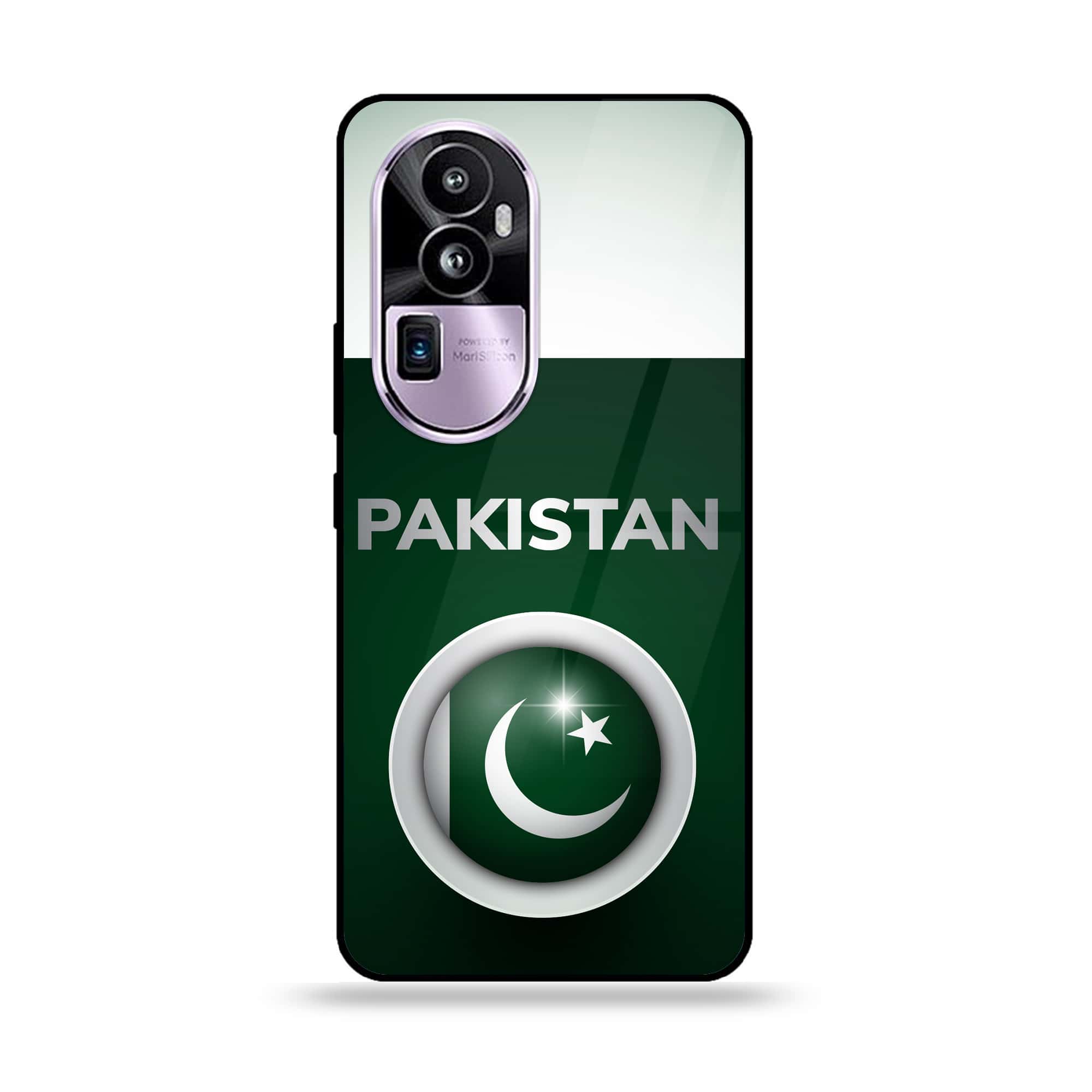 Oppo Reno 10 Pro Plus - Pakistani Flag Series - Premium Printed Glass soft Bumper shock Proof Case
