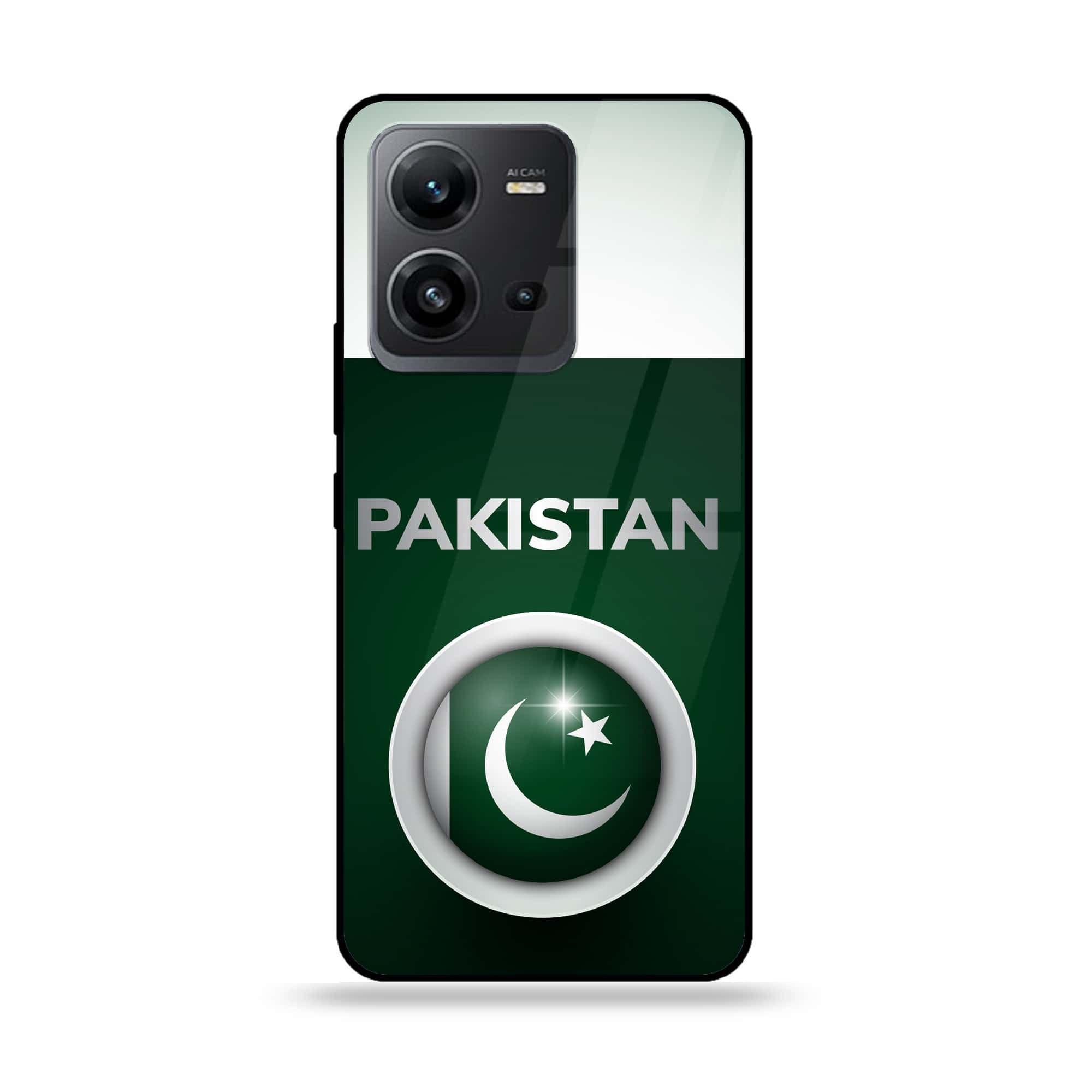 Vivo V25e - Pakistani Flag Series - Premium Printed Glass soft Bumper shock Proof Case