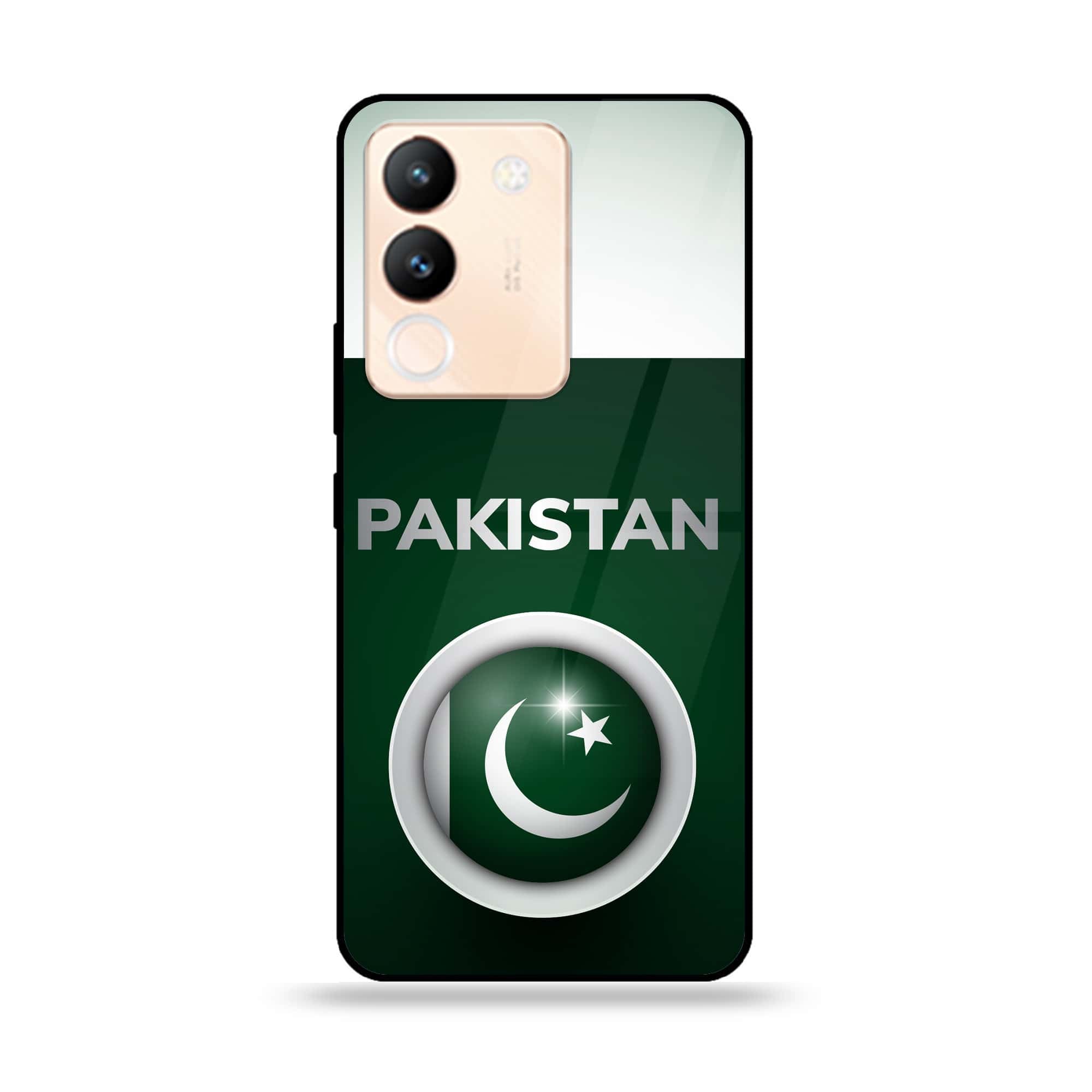 Vivo V29e - Pakistani Flag Series - Premium Printed Glass soft Bumper shock Proof Case