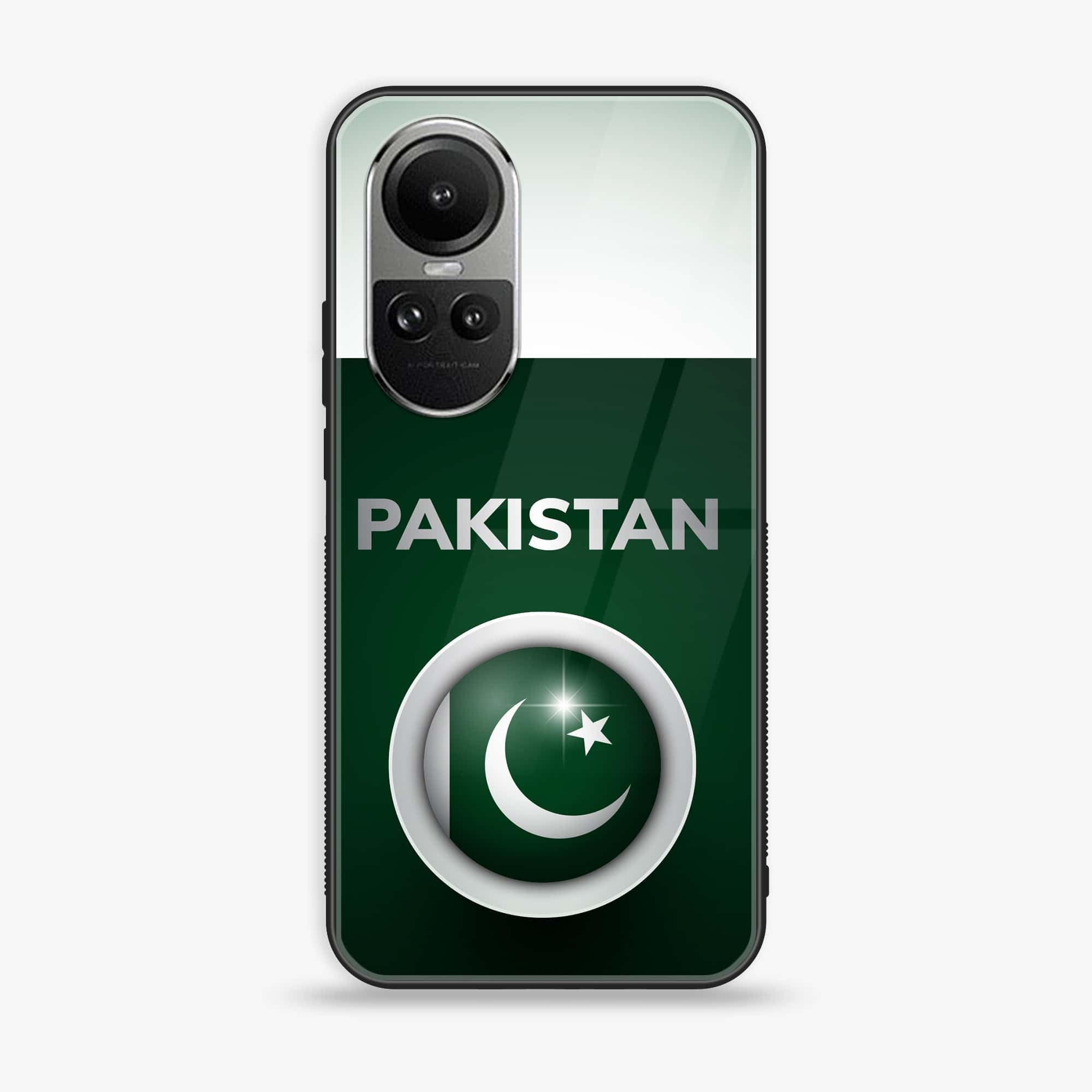 OPPO Reno 10 - Pakistani Flag Series - Premium Printed Glass soft Bumper shock Proof Case