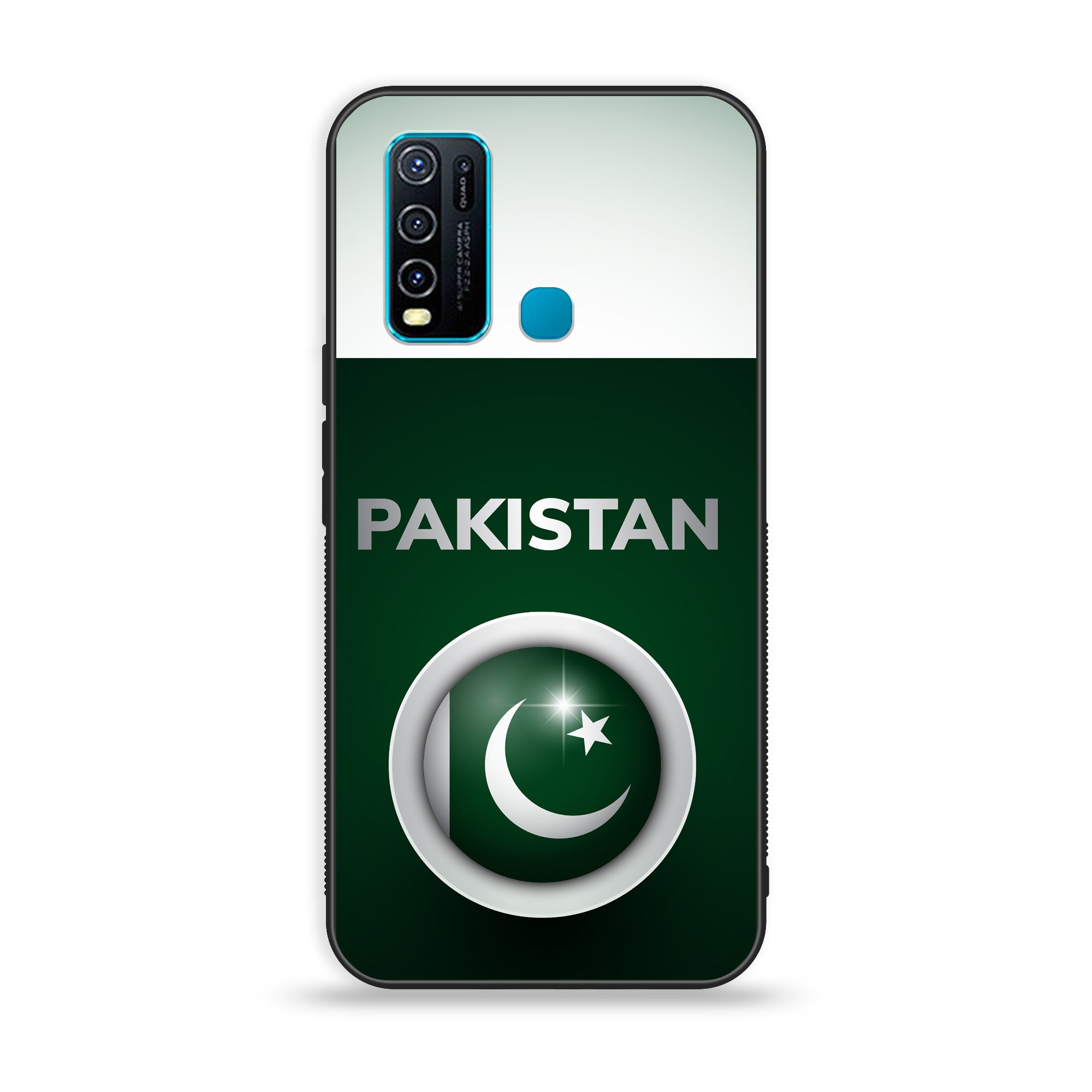 Vivo Y30 - Pakistani Flag Series - Premium Printed Glass soft Bumper shock Proof Case