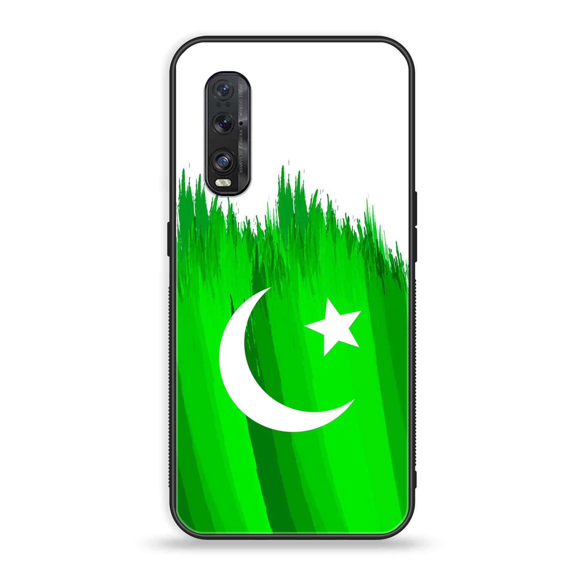 Oppo Find X2 - Pakistani Flag Series - Premium Printed Glass soft Bumper shock Proof Case