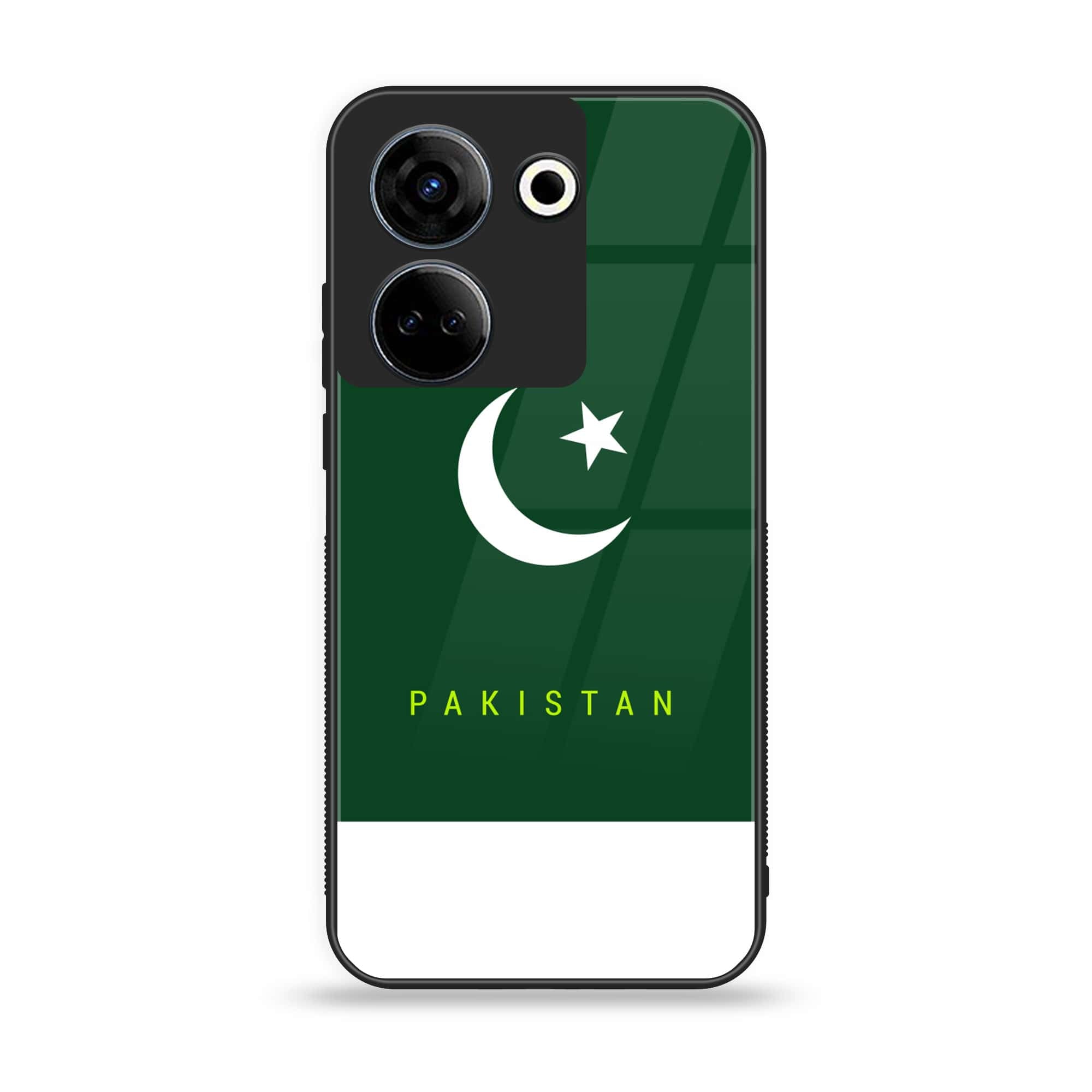 Tecno Camon 20 Pro - Pakistani Flag Series - Premium Printed Glass soft Bumper shock Proof Case